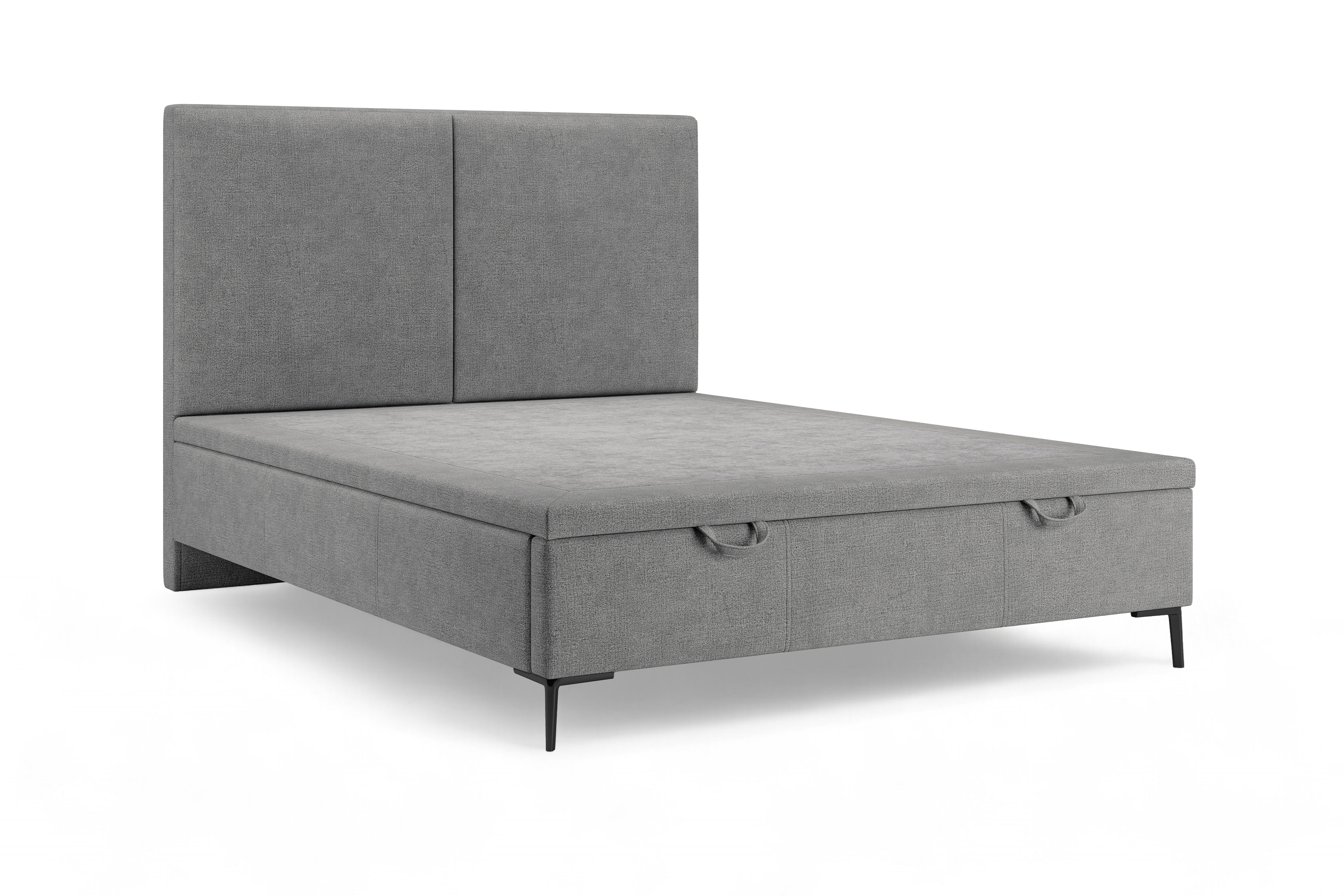 Čalouněná boxspring postel Lektis 160x200 s úložným prostorem - šedá látka Maya 18 / černé kovové nohy Postel boxspring Lektis 160x200 s úložným prostorem- šedá potahová látka snadno čistitelný Maya 18 / Nohy kovové černá 