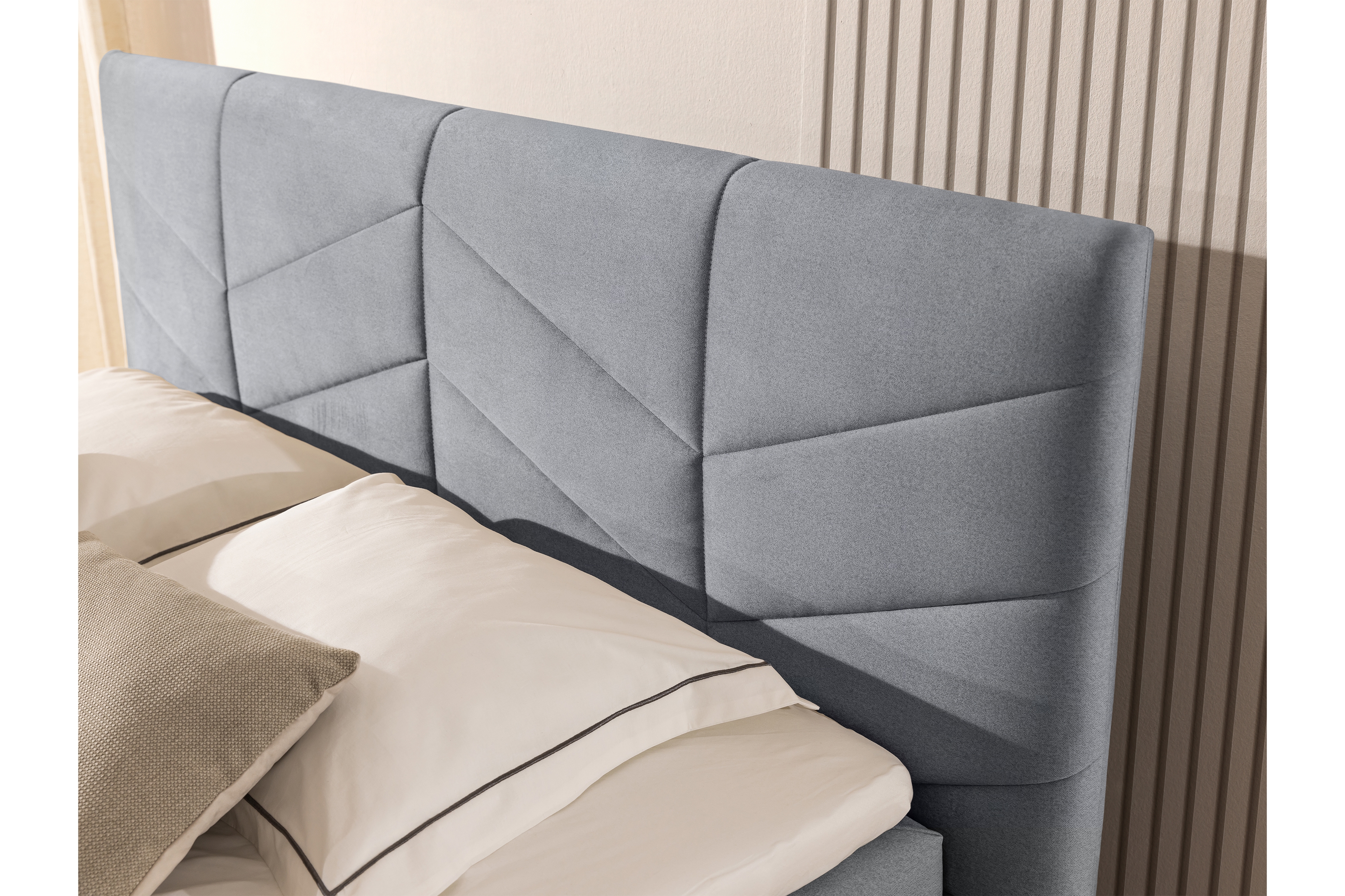 Boxspring posteľ Penia 160x200 s úložným priestorom - popolový hydrofóbny zamat Element 24 Boxspring posteľ Penia 160x200 s úložným priestorom - Popolový zamat hydrofobowy Element 24