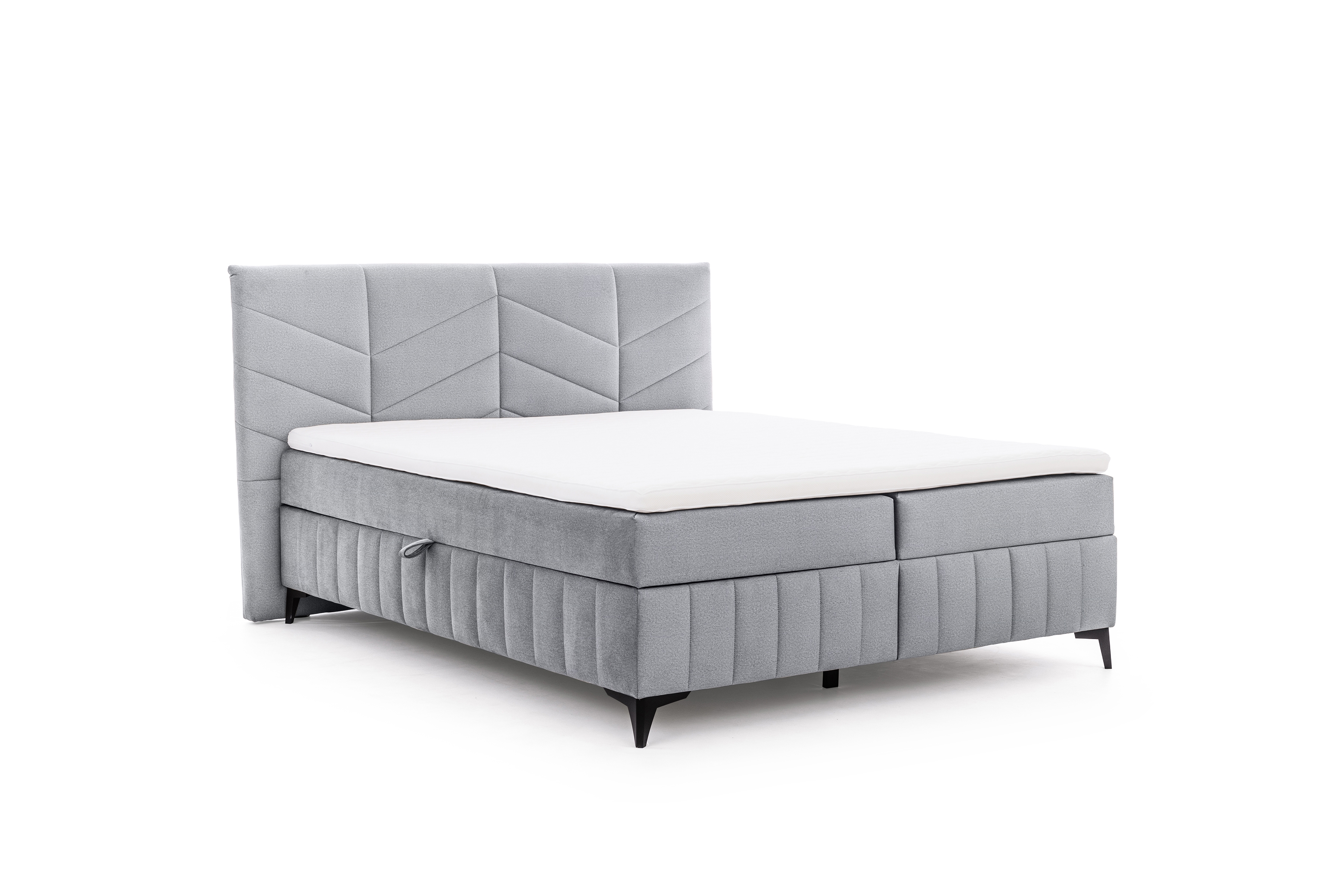 Boxspring posteľ Penia 160x200 s úložným priestorom - popolový hydrofóbny zamat Element 24 Boxspring posteľ Penia 160x200 s úložným priestorom - Popolový zamat hydrofobowy Element 24