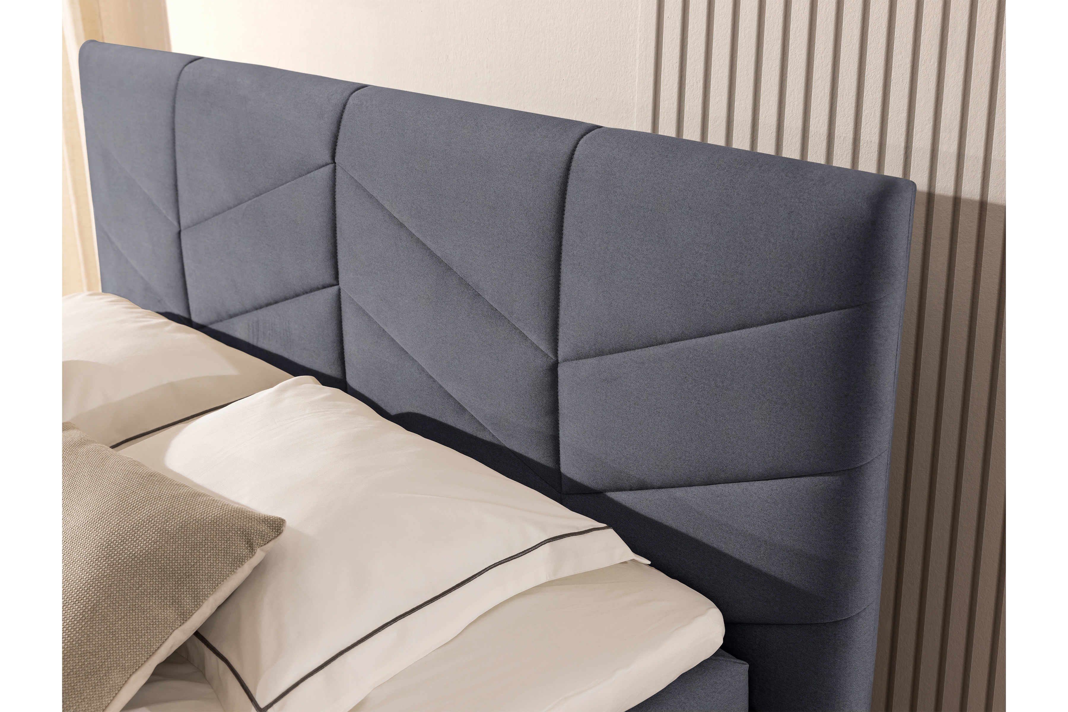 Boxspring postel Penia 160x200 cm s úložným prostorem - šedá látka Element 23 Postel boxspring Penia 160x200 s úložním prostorem - šedá samet hydrofobní  Element 23