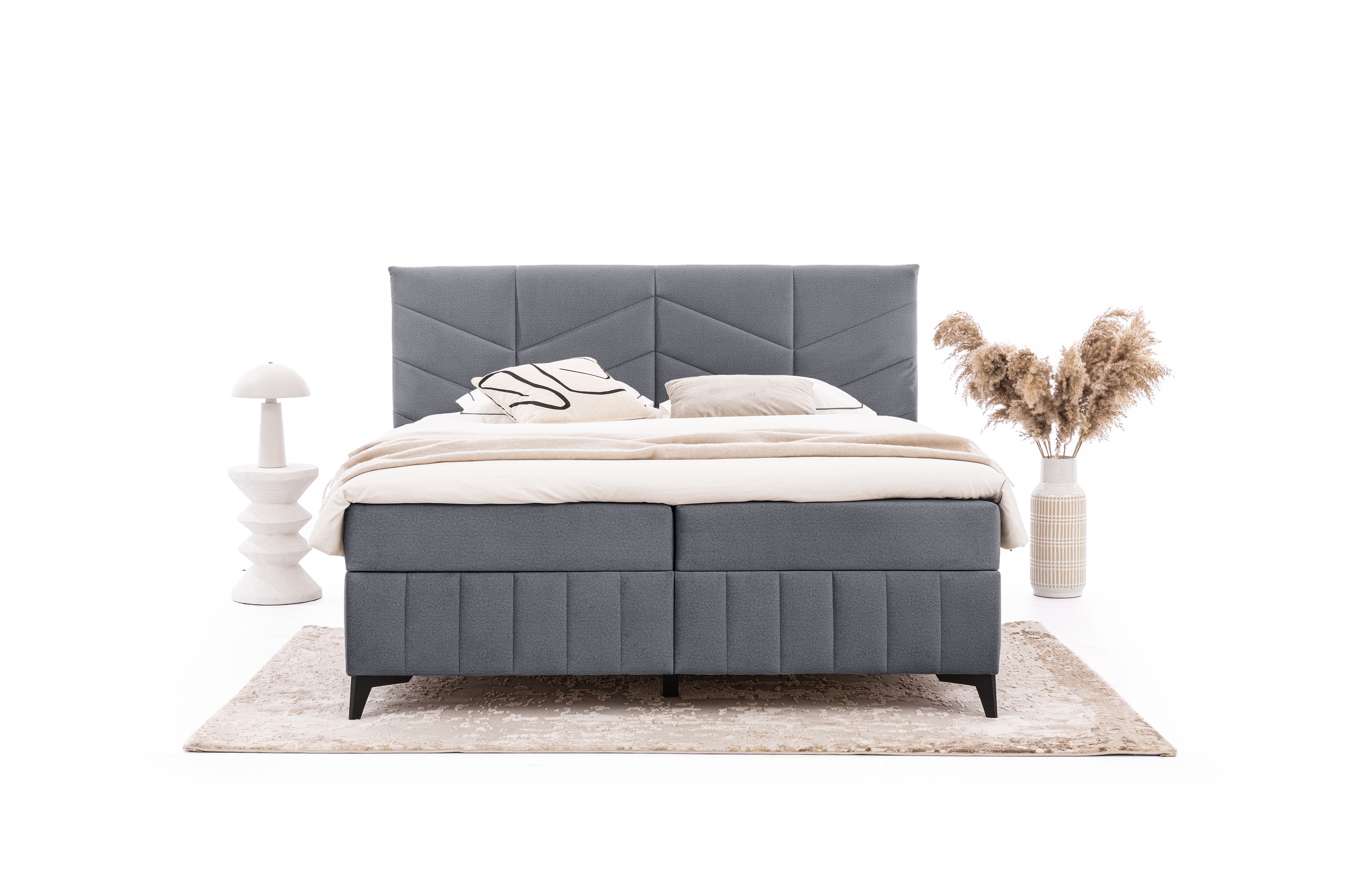 Posteľ Boxspring Penia 180x200 s úložným priestorom - šedý hydrofóbny zamat Element 23 Boxspring posteľ Penia 180x200 s úložným priestorom - šedý zamat hydrofobowy Element 23