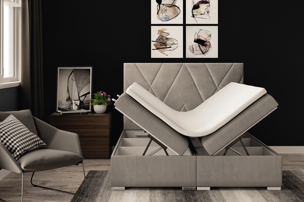Boxspring posteľ Nelso - 140x200 cm Posteľ z pojemnikami na posciel 