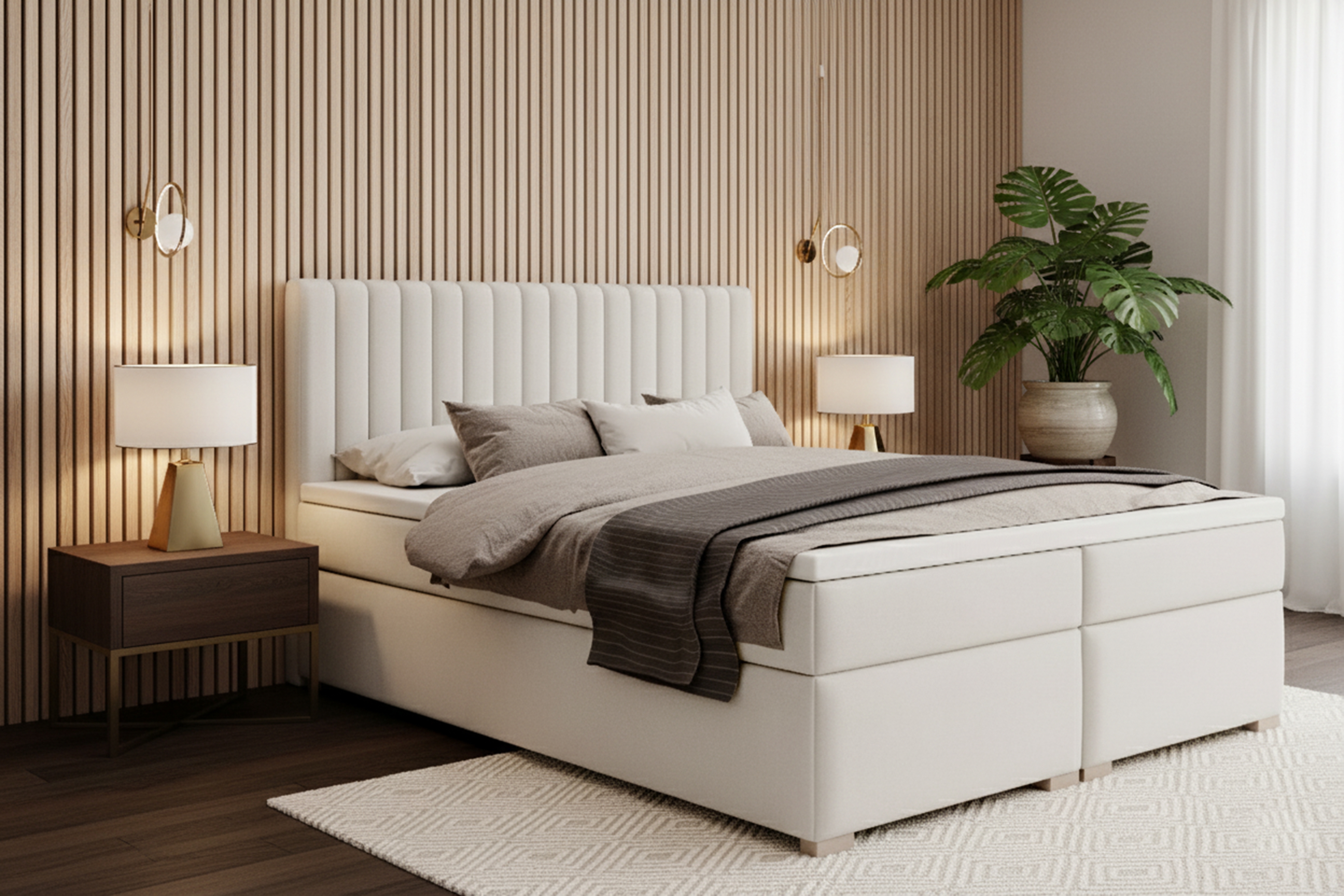 Kontinentální postel Solani 160x200 s úložným prostorem - světle béžový samet Castel 03 Postel boxspring Solani 160x200 s úložním prostorem - světlý béžová samet Castel 03