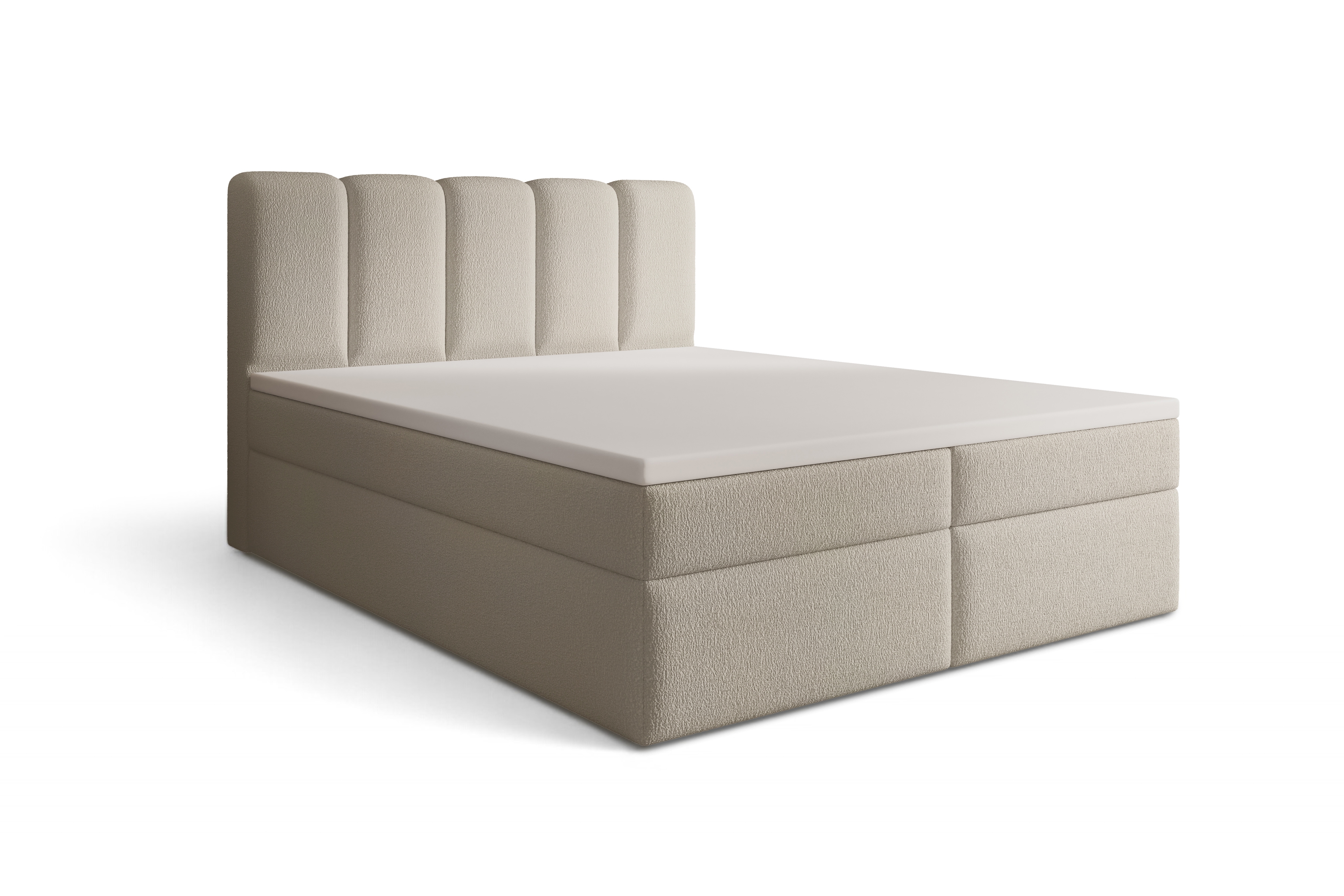 Kontinentálna posteľ Tenor 160x200 s úložným priestorom - béžová buklé Quelle 05 Boxspring posteľ Tenor 160x200 s úložným priestorom - Béžová bukla Quelle 05