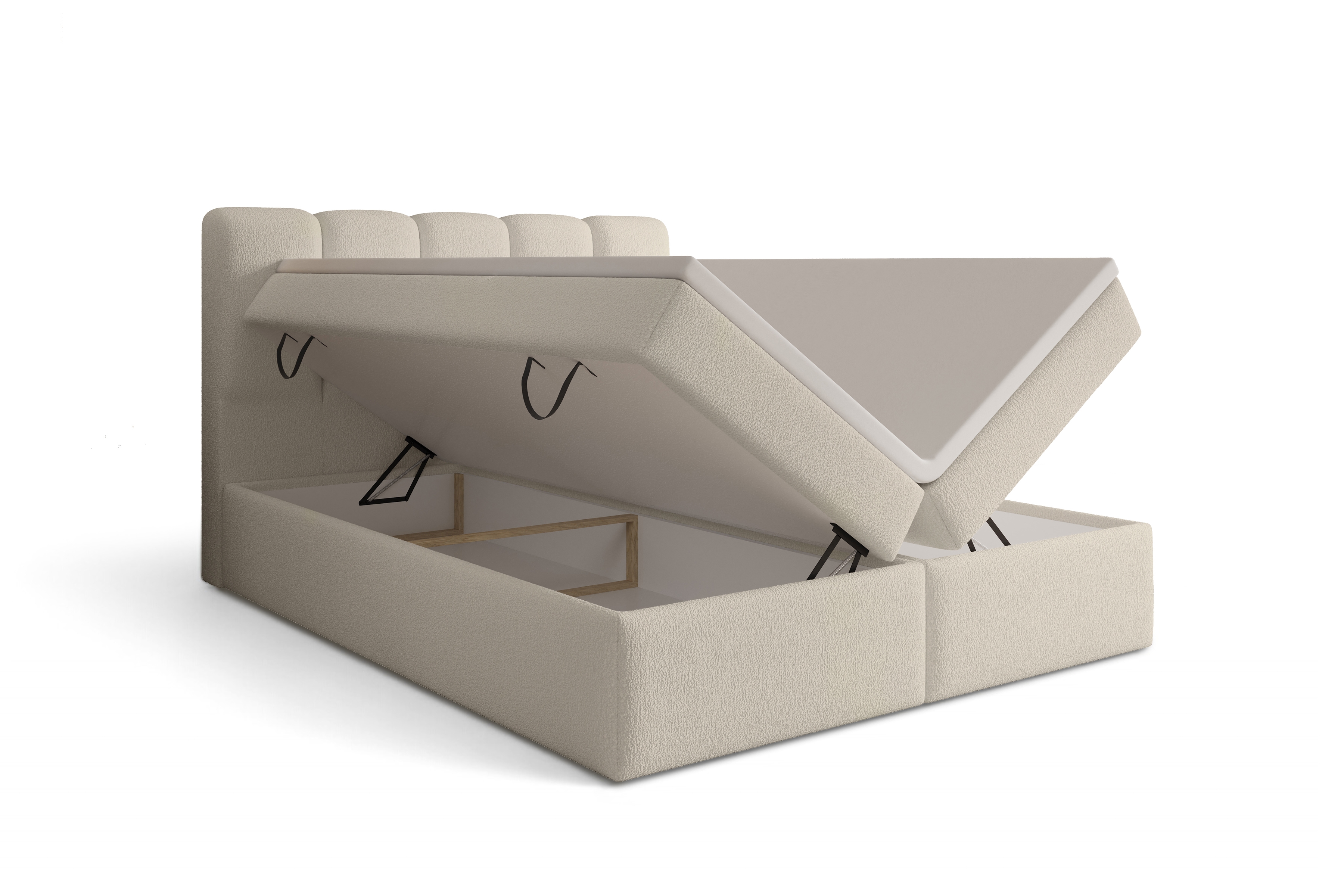 Kontinentálna posteľ Tenor 160x200 s úložným priestorom - béžová buklé Quelle 05 Boxspring posteľ Tenor 160x200 s úložným priestorom - Béžová bukla Quelle 05