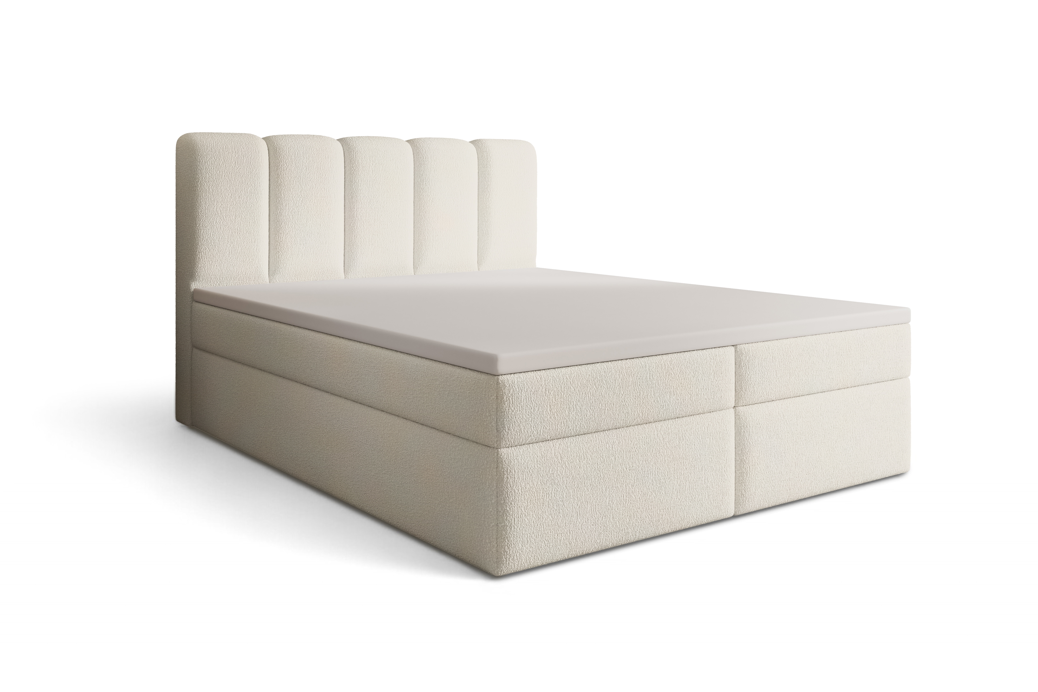 Kontinentálna posteľ Tenor 160x200 s úložným priestorom - svetlý béžový bouclé Quelle 02 Boxspring posteľ Tenor 160x200 s úložným priestorom - svetlý Béžová bukla Quelle 02 