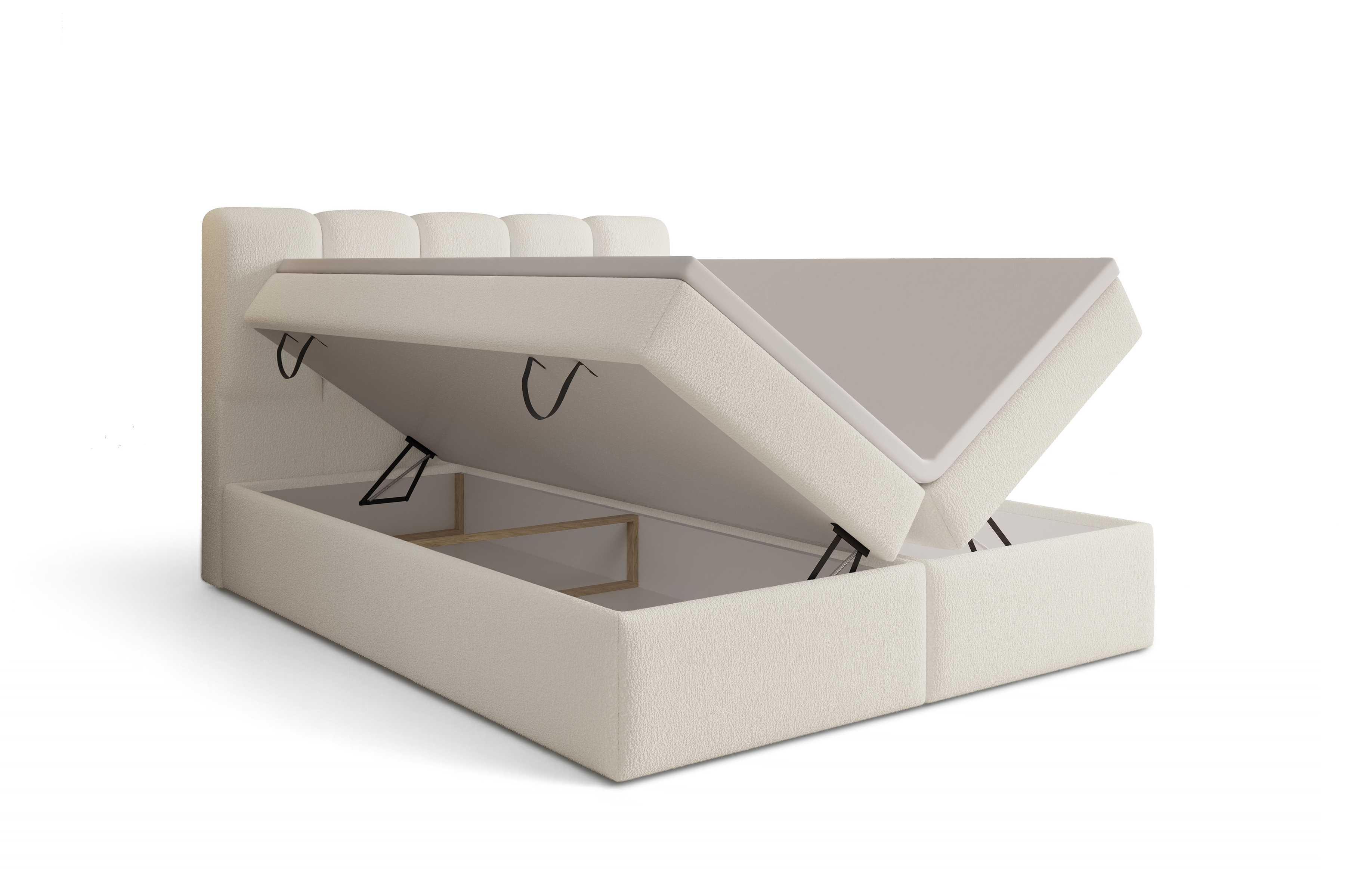 Kontinentálna posteľ Tenor 160x200 s úložným priestorom - svetlý béžový bouclé Quelle 02 Boxspring posteľ Tenor 160x200 s úložným priestorom - svetlý Béžová bukla Quelle 02 