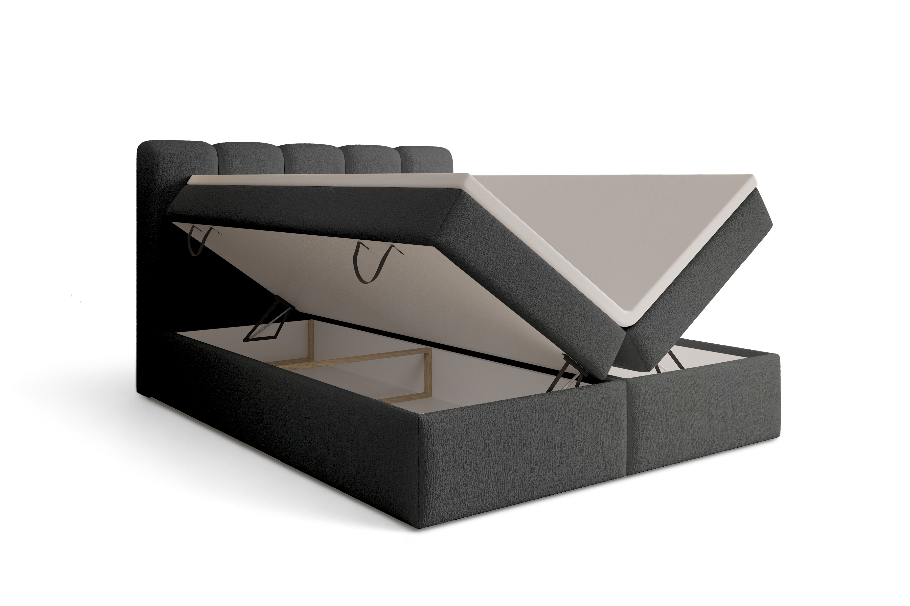 Kontinentálna posteľ Tenor 180x200 s úložným priestorom - tmavosivá buklé Quelle 92 Boxspring posteľ Tenor 180x200 s úložným priestorom - Tmavý šedý bukla Quelle 92