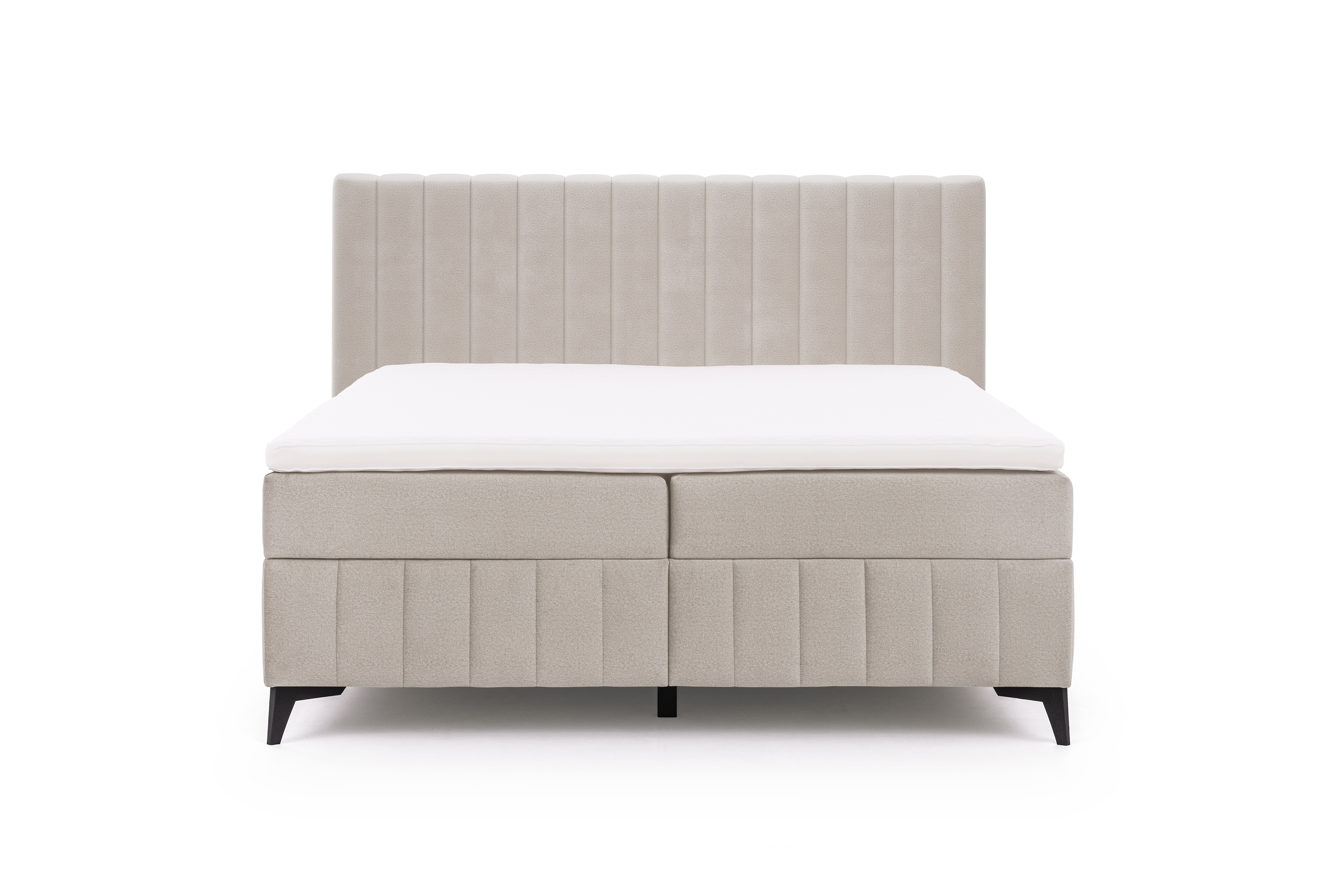 Boxspring posteľ Verona 160x200 s úložným priestorom – svetlobéžový hydrofóbny zamat Amon 17 Boxspring posteľ Verona 160x200 s úložným priestorom - svetlý Béžová velúr hydrofobowy Amon 17