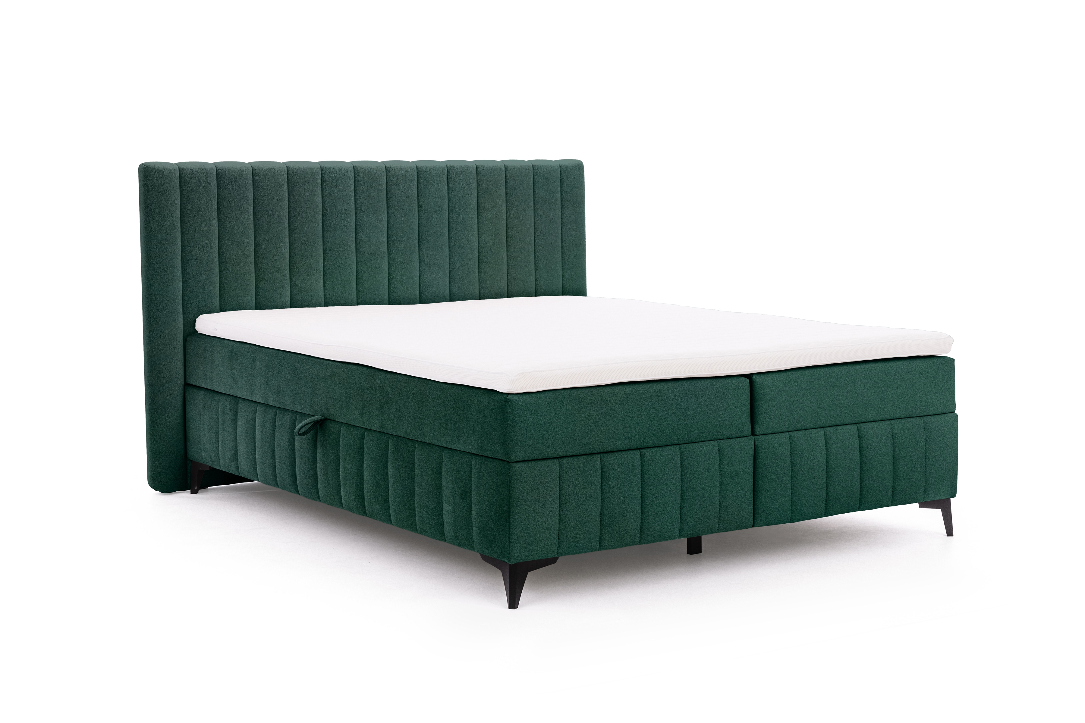 Boxspring posteľ Verona 160x200 s úložným priestorom – zelený hydrofóbny zamat Amon 06 Boxspring posteľ Verona 160x200 s úložným priestorom - Zelený velúr hydrofobowy Amon 06