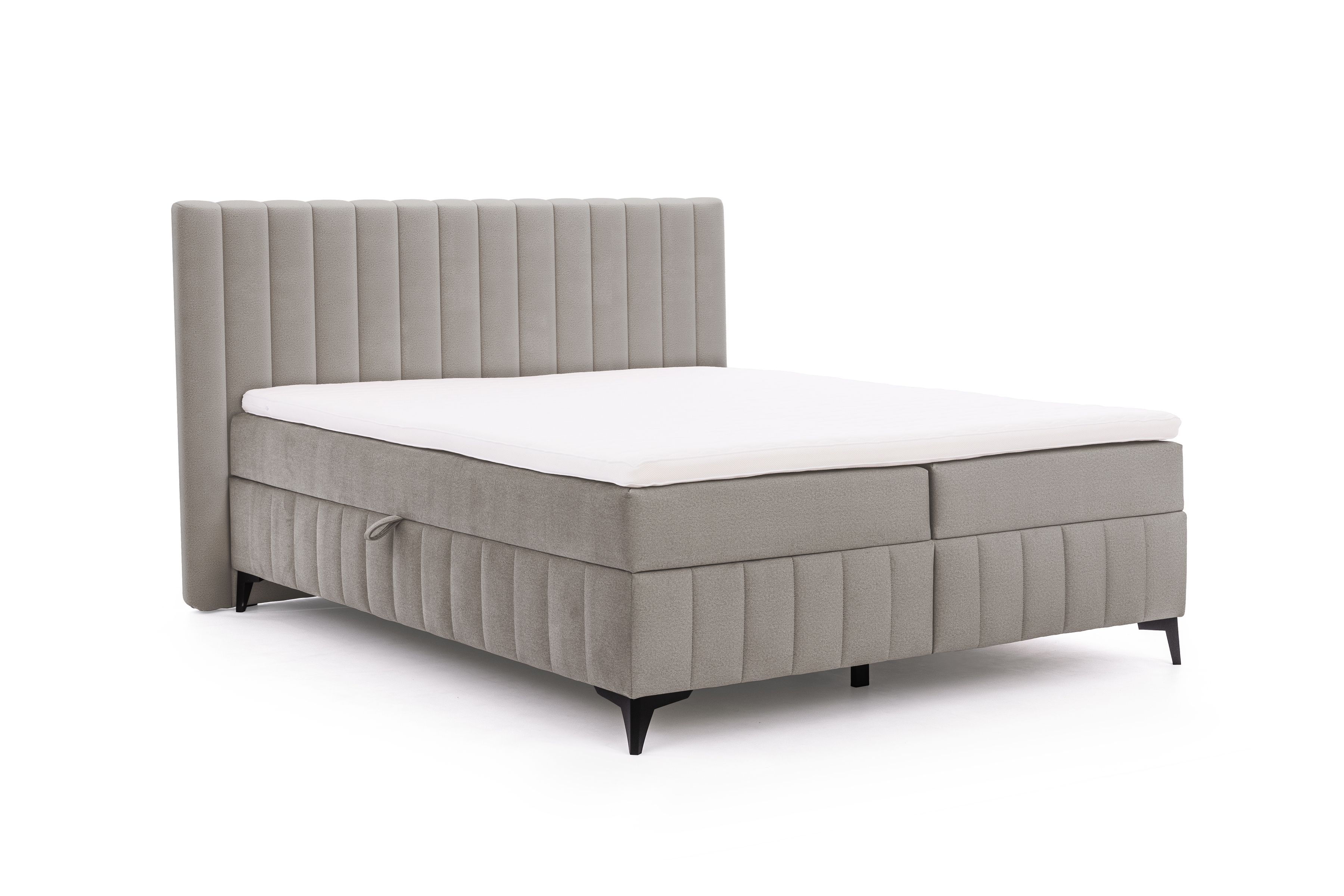 Boxspring posteľ Verona 180x200 s úložným priestorom – béžový hydrofóbny zamat Amon 16 Boxspring posteľ Verona 180x200 s úložným priestorom - béžový velúr hydrofobowy Amon 16 