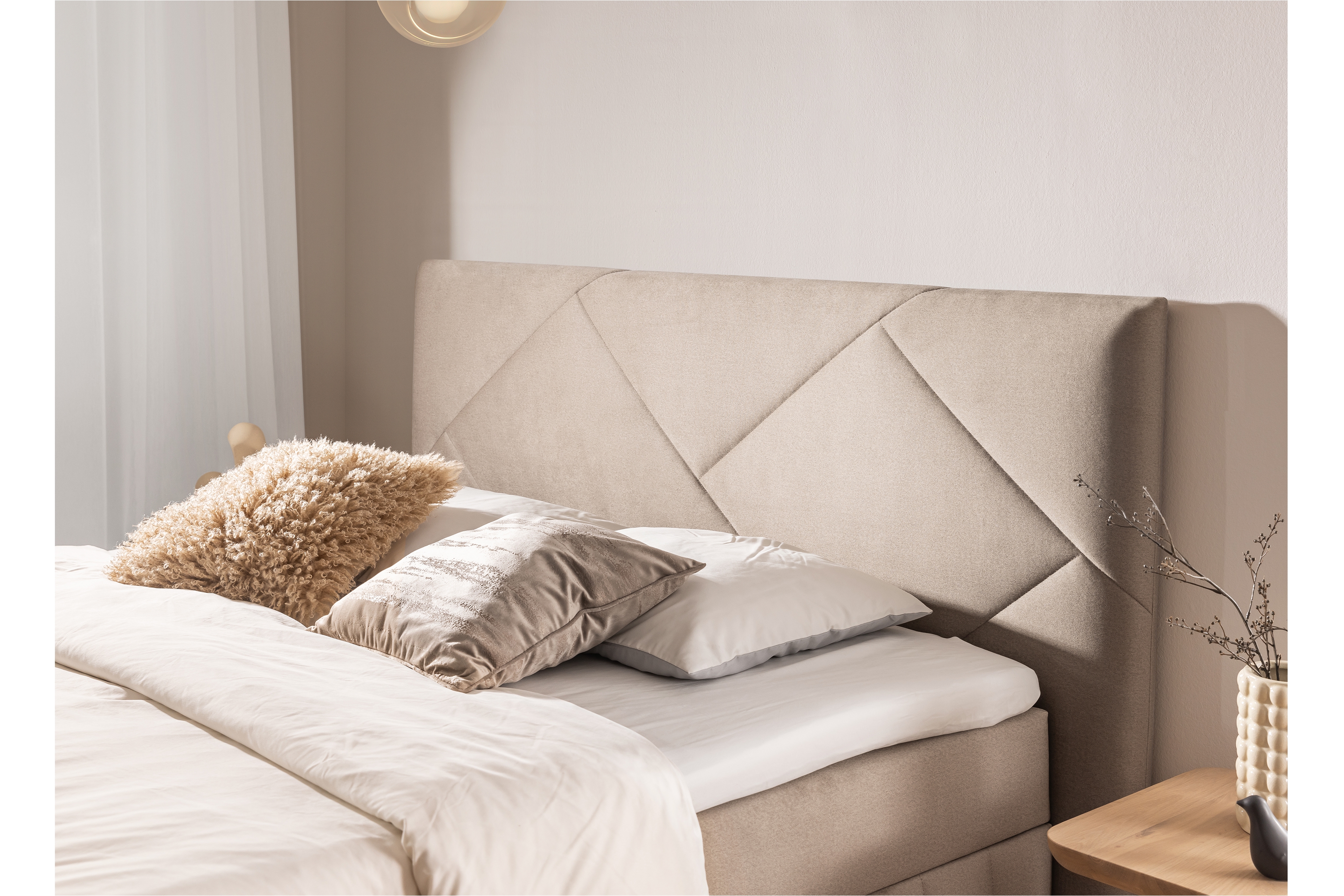 Posteľ Boxspring Wasil 160x200 s úložným priestorom - béžový zamat Element 6 Boxspring posteľ Wasil 160x200 s úložným priestorom - béžový zamat Element 6