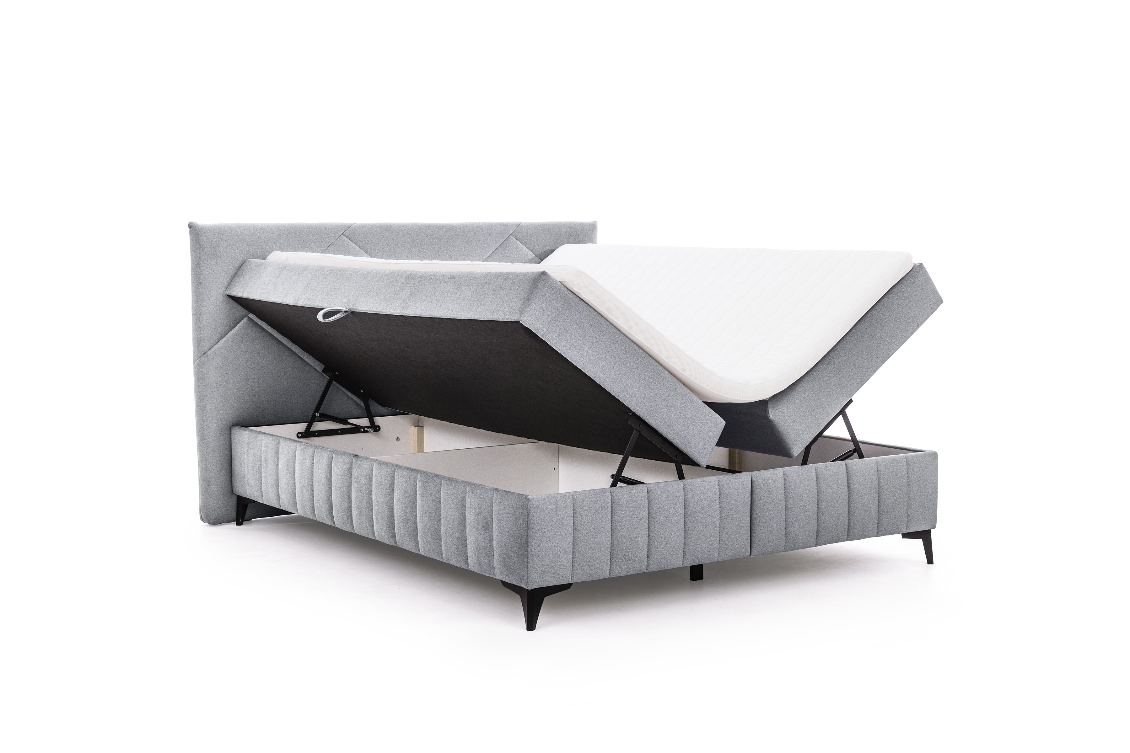 Posteľ Boxspring Wasil 160x200 s úložným priestorom - popolový hydrofóbny zamat Element 24 Boxspring posteľ Wasil 160x200 s úložným priestorom - Popolový zamat hydrofobowy Element 24 