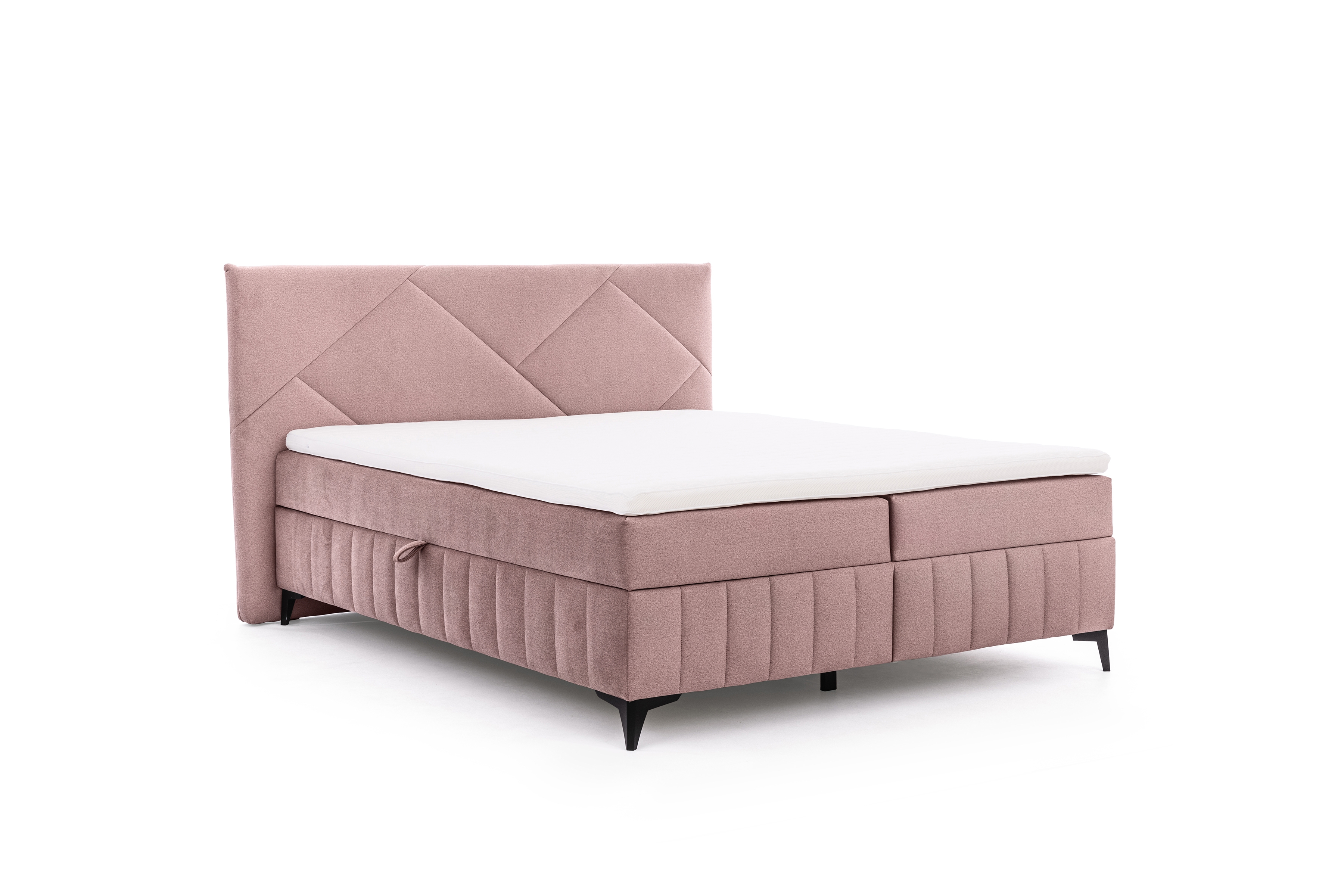 Posteľ Boxspring Wasil 180x200 s úložným priestorom - ružový hydrofóbny zamat Element 18 Boxspring posteľ Wasil 180x200 s úložným priestorom - Ružová zamat hydrofobowy Element 18