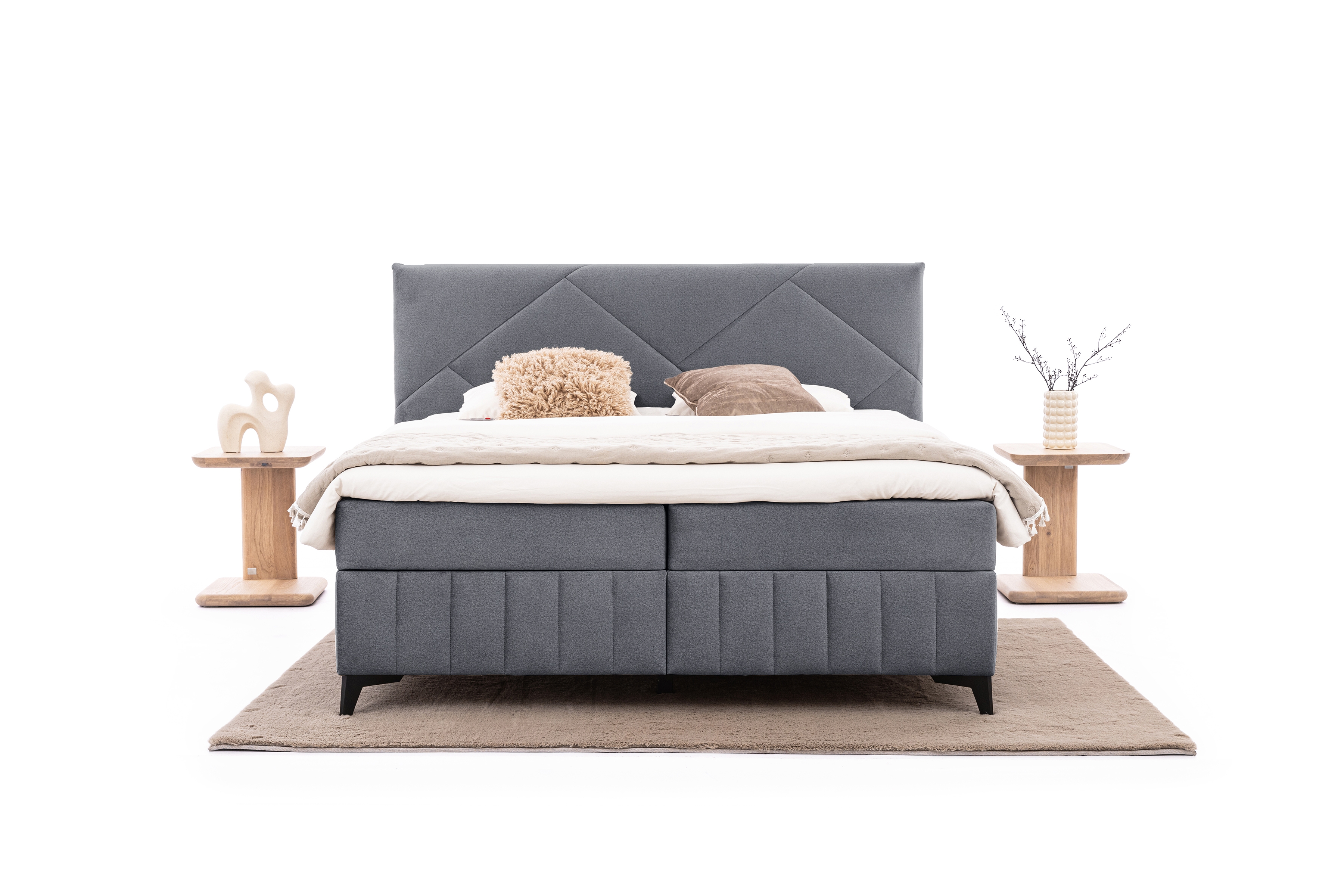 Posteľ Boxspring Wasil 180x200 s úložným priestorom - šedý hydrofóbny zamat Element 23 Boxspring posteľ Wasil 180x200 s úložným priestorom - šedý zamat hydrofobowy Element 23