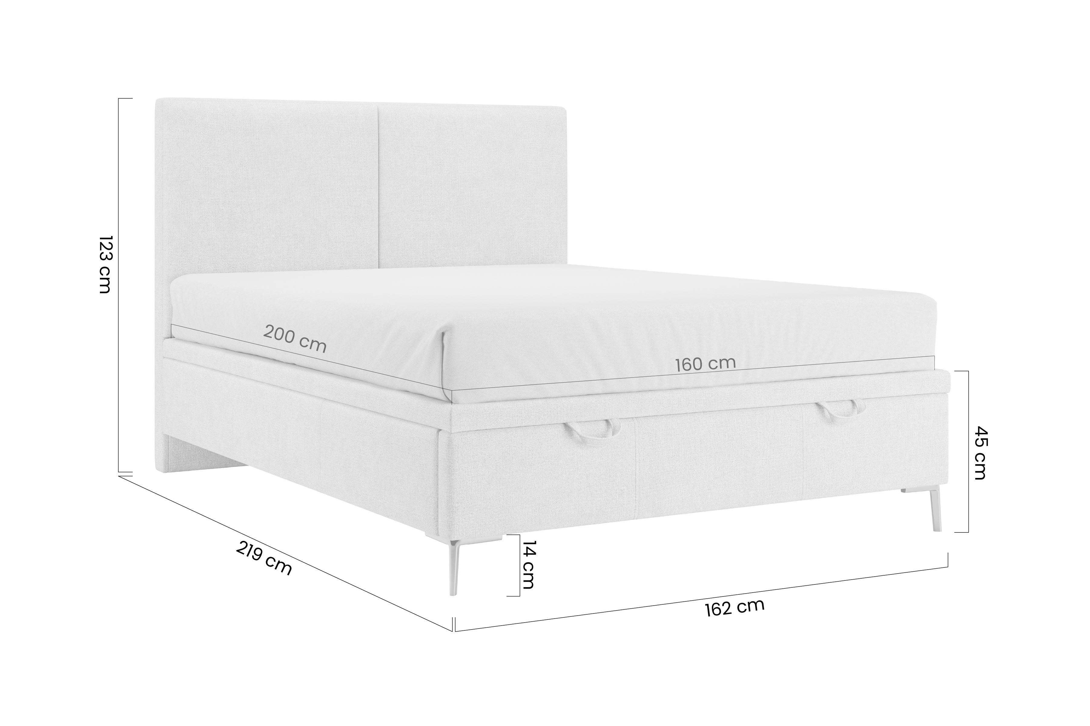 Boxspring posteľ Lektis s úložným priestorom 160x200 cm / zlaté kovové nožičky Boxspring posteľ s úložným priestorom Lektis - 160x200 / nožičky kovové zlote