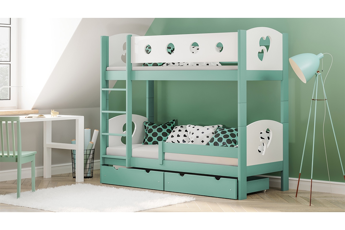 Patrová postel Marcelina - s motivem srdcí mietowe postel patrová  z barierka