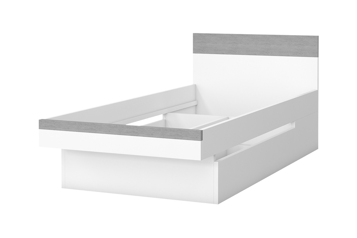 Studentská postel Bota 90 x 200 - bílá / beton colorado - výprodej postel do mládež