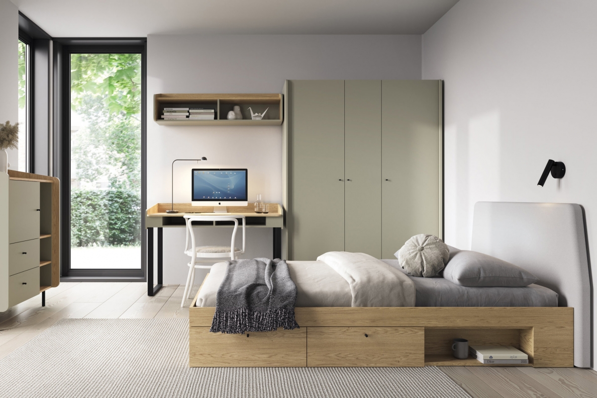 Detská posteľ Alessio 120x200 cm - dub baltic dune Posteľ mlodziezowe Alessio 13 - 120x200 cm - eukaliptus / Dub olejowany