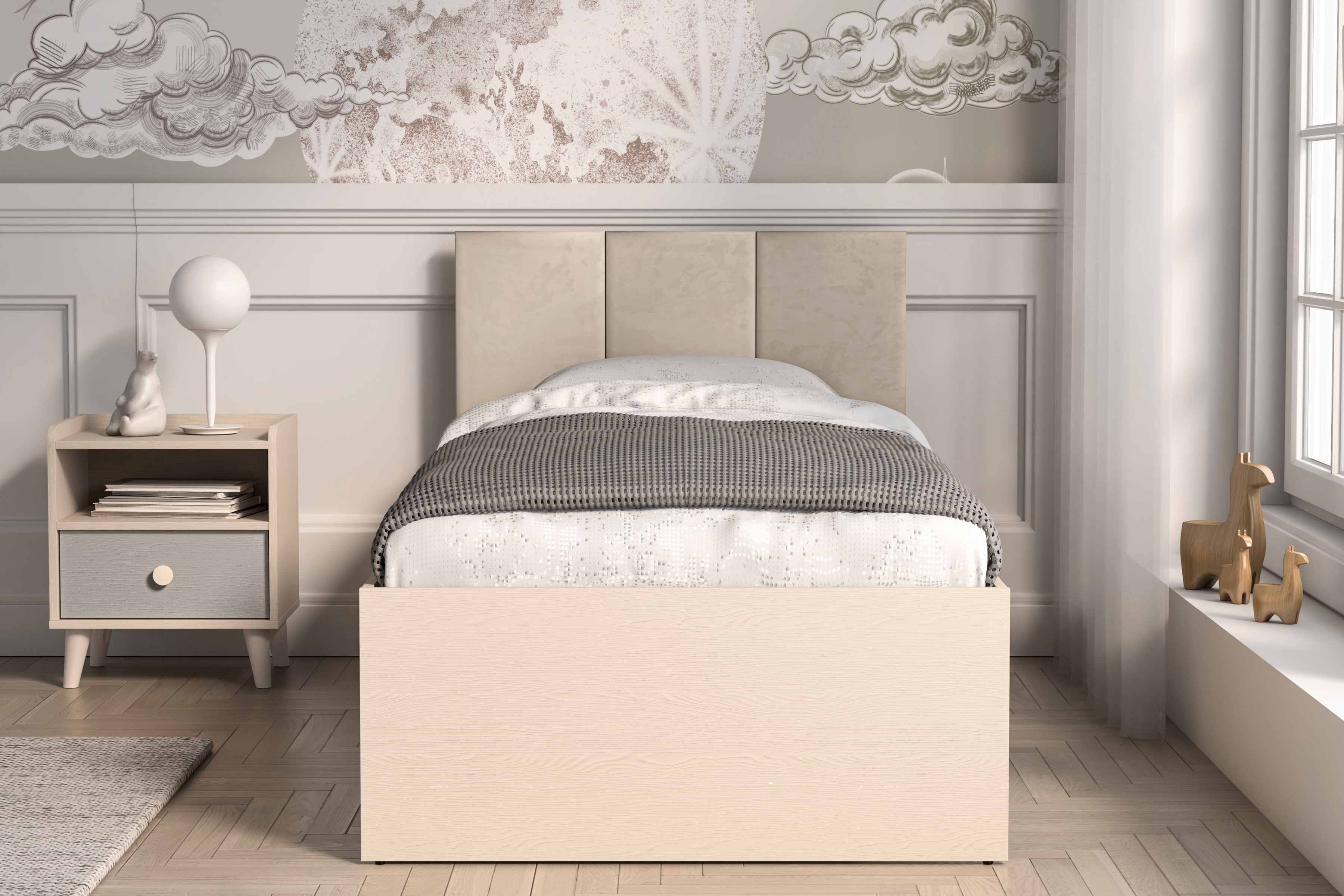 Dětská postel Marla 90x200 cm - béžová Nice 2 / pouštní písek Postel mlodziezowe Marla 90x200 cm - béžová samet Nice 2 / piasek pustyni