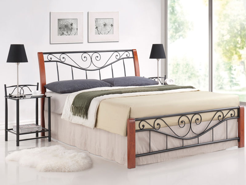Klasická postel Parma 160x200 - antická třešeň / černý Postel parma 160x200 (třešeň ant.)