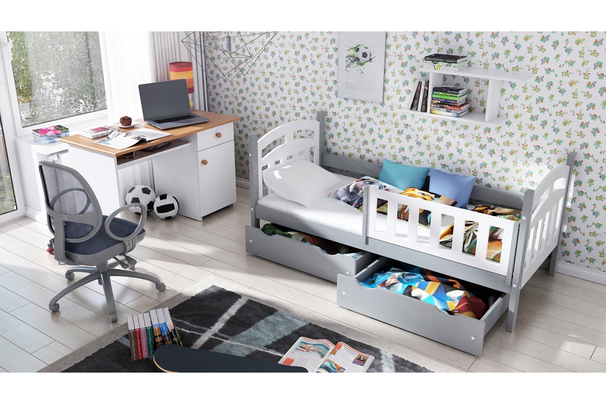 Přízemní postel Nati pro 1 osobu postel se zábranou