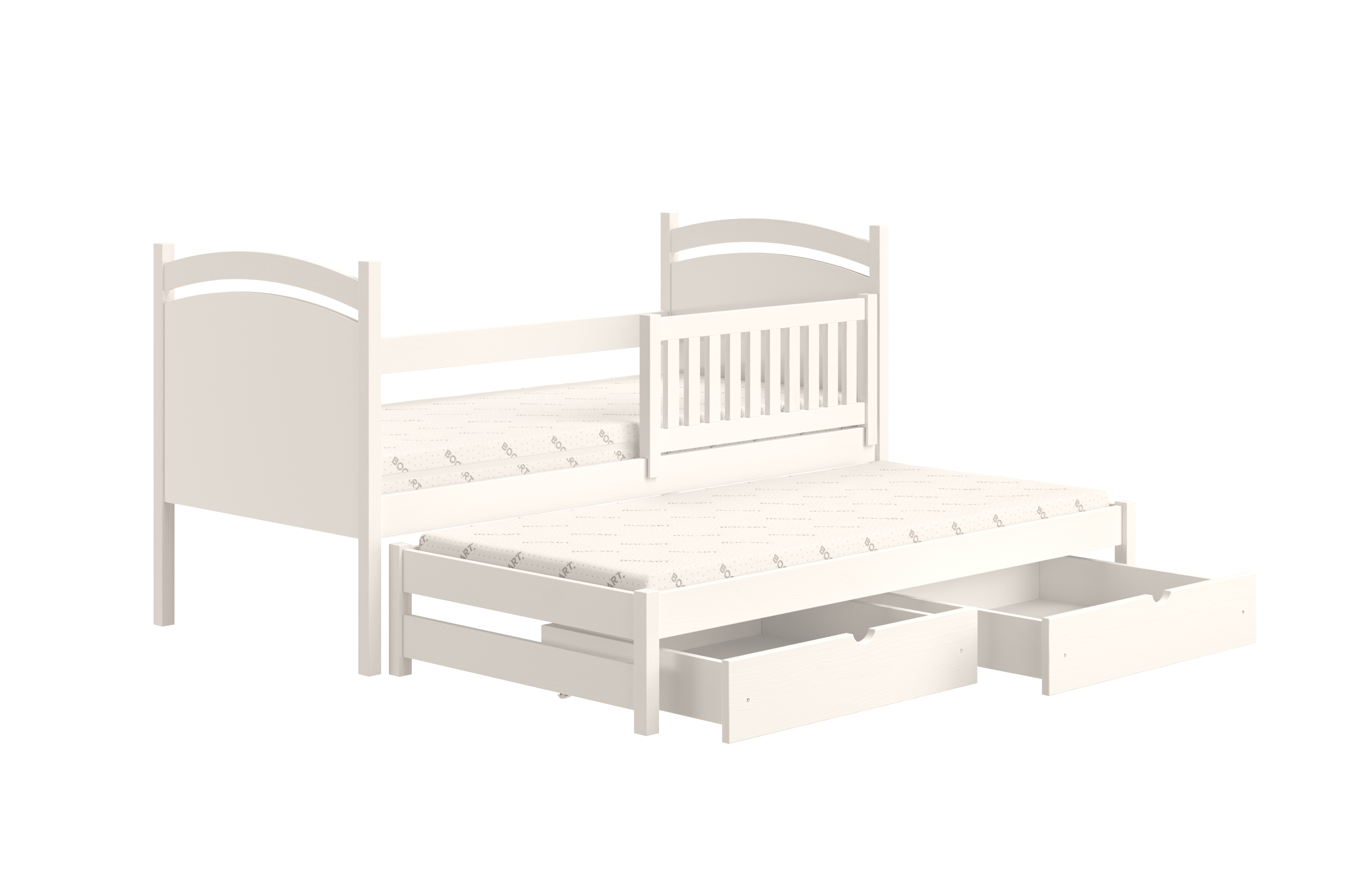 Dětská rozkládací postel Amely s tabulí na fixy 80x160 cm - bílá Postel přízemní Amely 80x160 výsuvná z tablica suchoscieralna - bílá