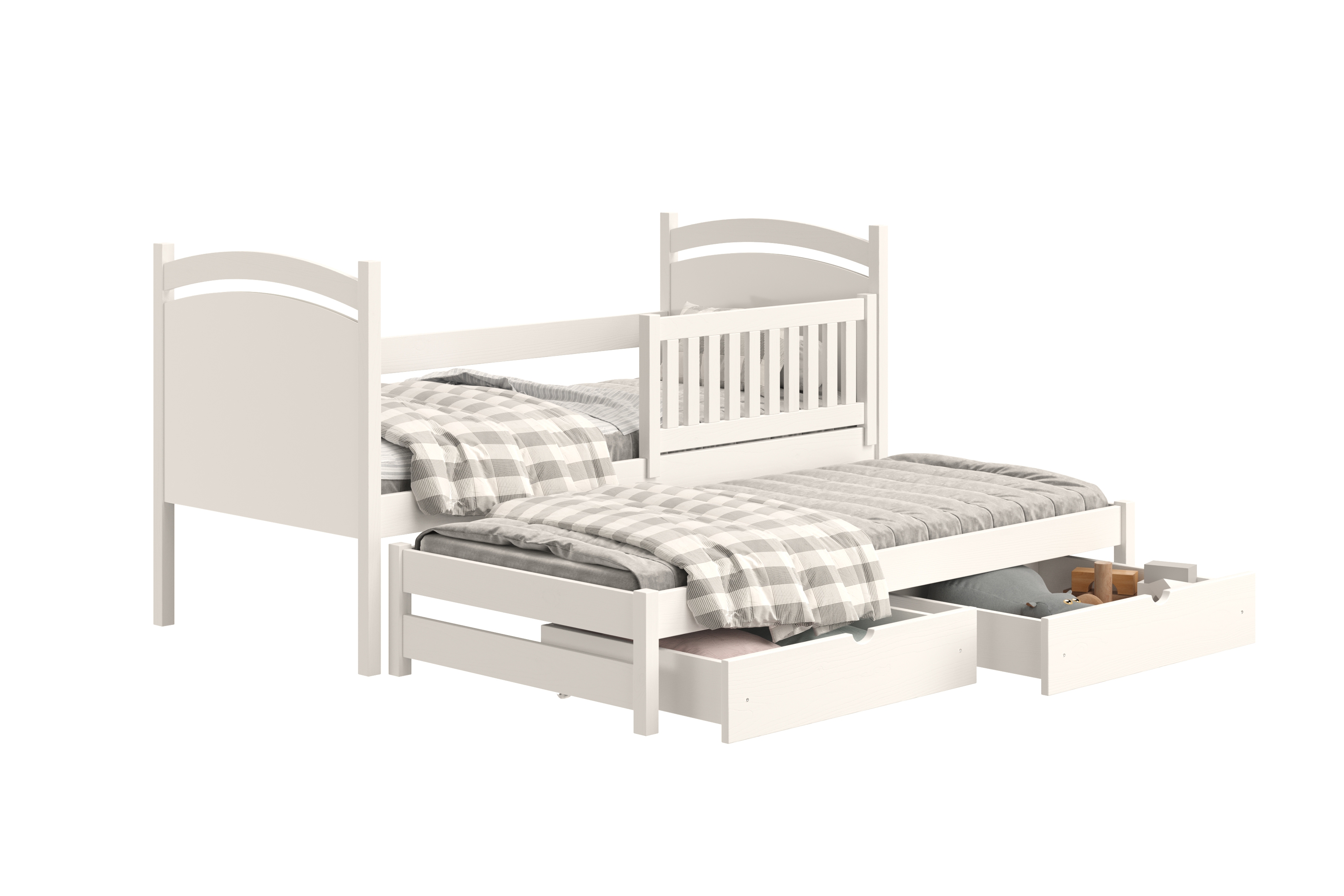 Detská posteľ Amely so prístelkou a tabuľou na suché stieranie 80x180 cm - biela Posteľ prízemná Amely 80x180 výsuvna z tablica suchoscieralna - Biely 