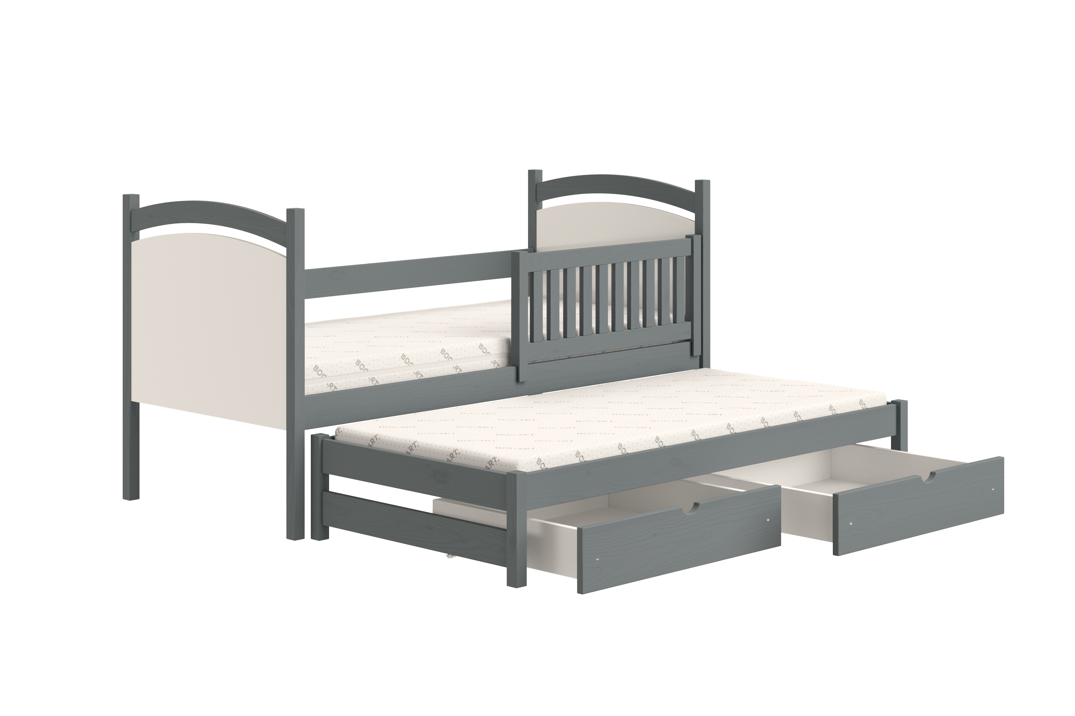 Posteľ s prístelkou s tabuľou Amely - grafit, 80x190 Posteľ prízemná Amely 80x190 výsuvna z tablica suchoscieralna - grafit