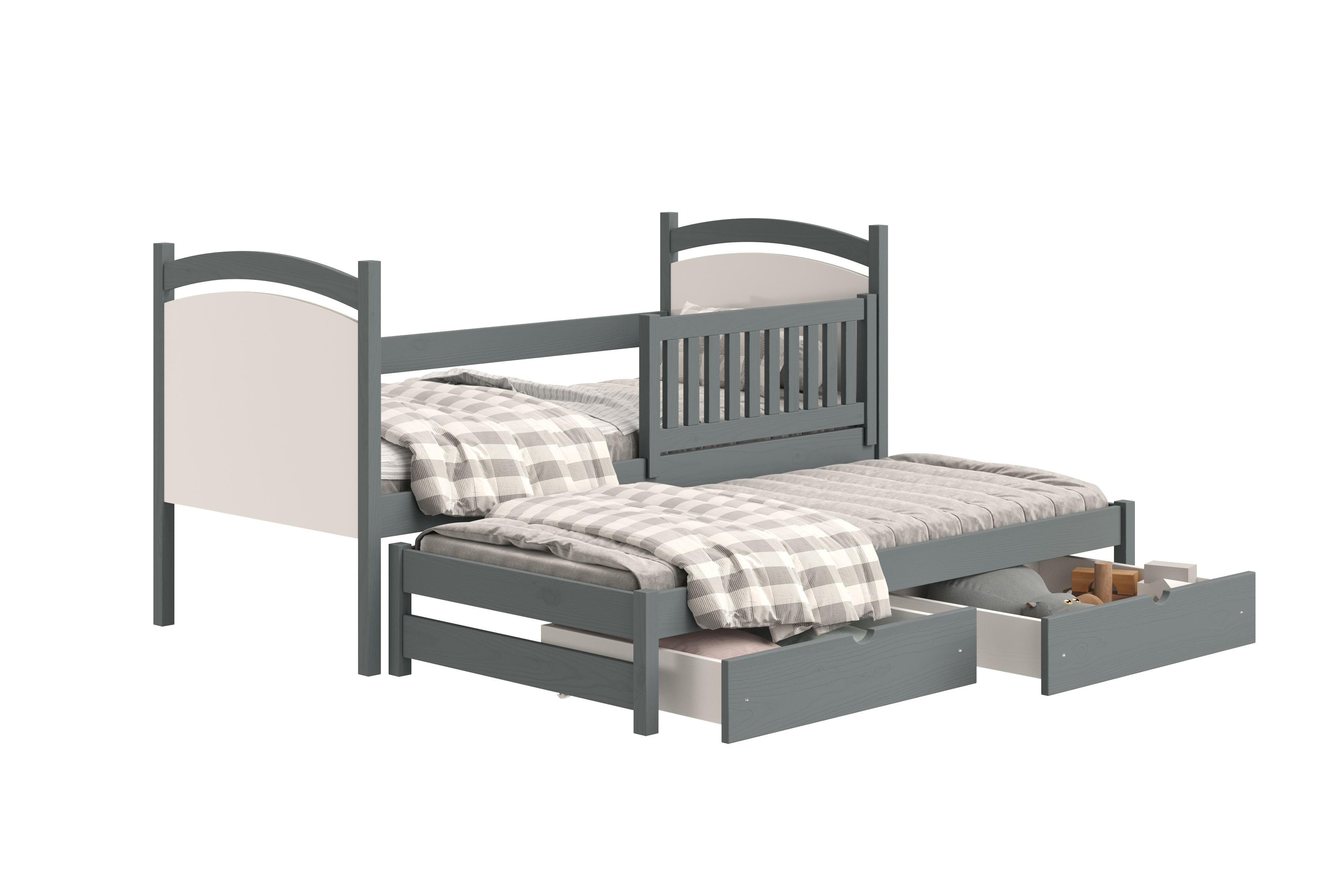 Posteľ s prístelkou s tabuľou Amely - grafit, 80x190 Posteľ prízemná Amely 80x190 výsuvna z tablica suchoscieralna - grafit