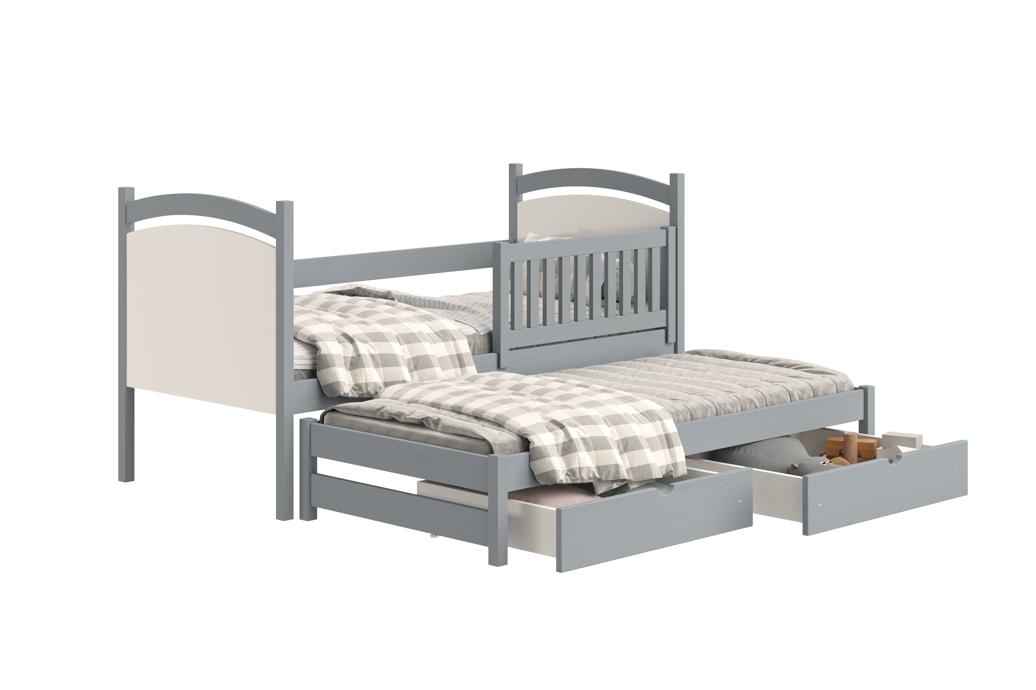 Dětská přízemní výsuvná postel Amely s tabulí na fixy 80x190 cm - šedá Postel přízemní Amely 80x190 výsuvná z tablica suchoscieralna - šedá