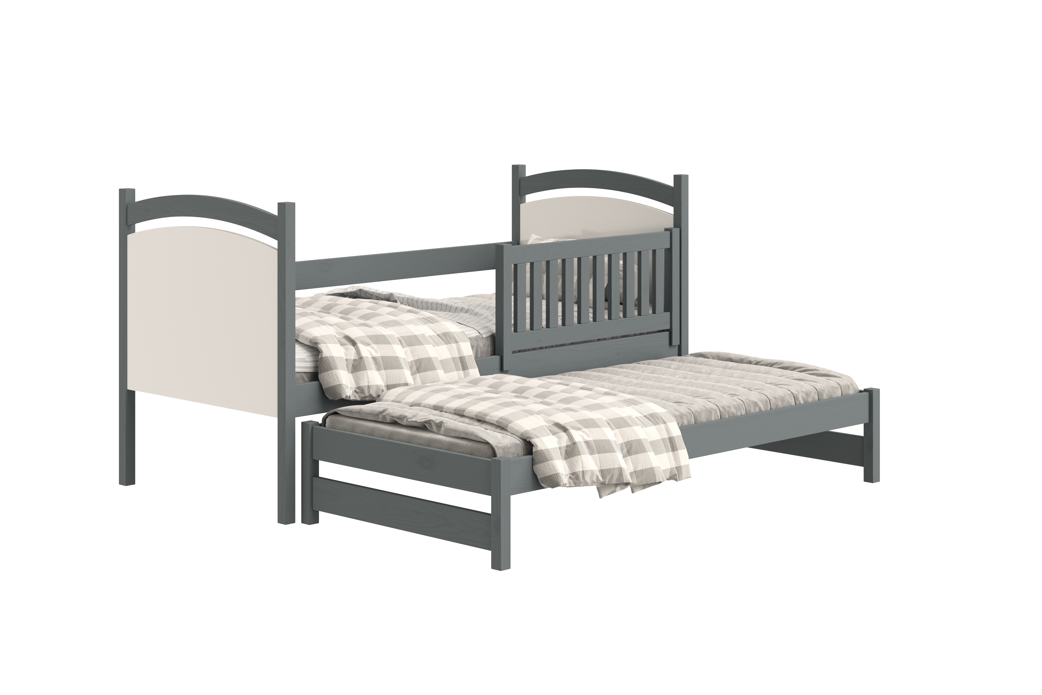 Posteľ s prístelkou s tabuľou Amely - grafit, 90x180 Posteľ prízemná Amely 90x180 výsuvna z tablica suchoscieralna - grafit