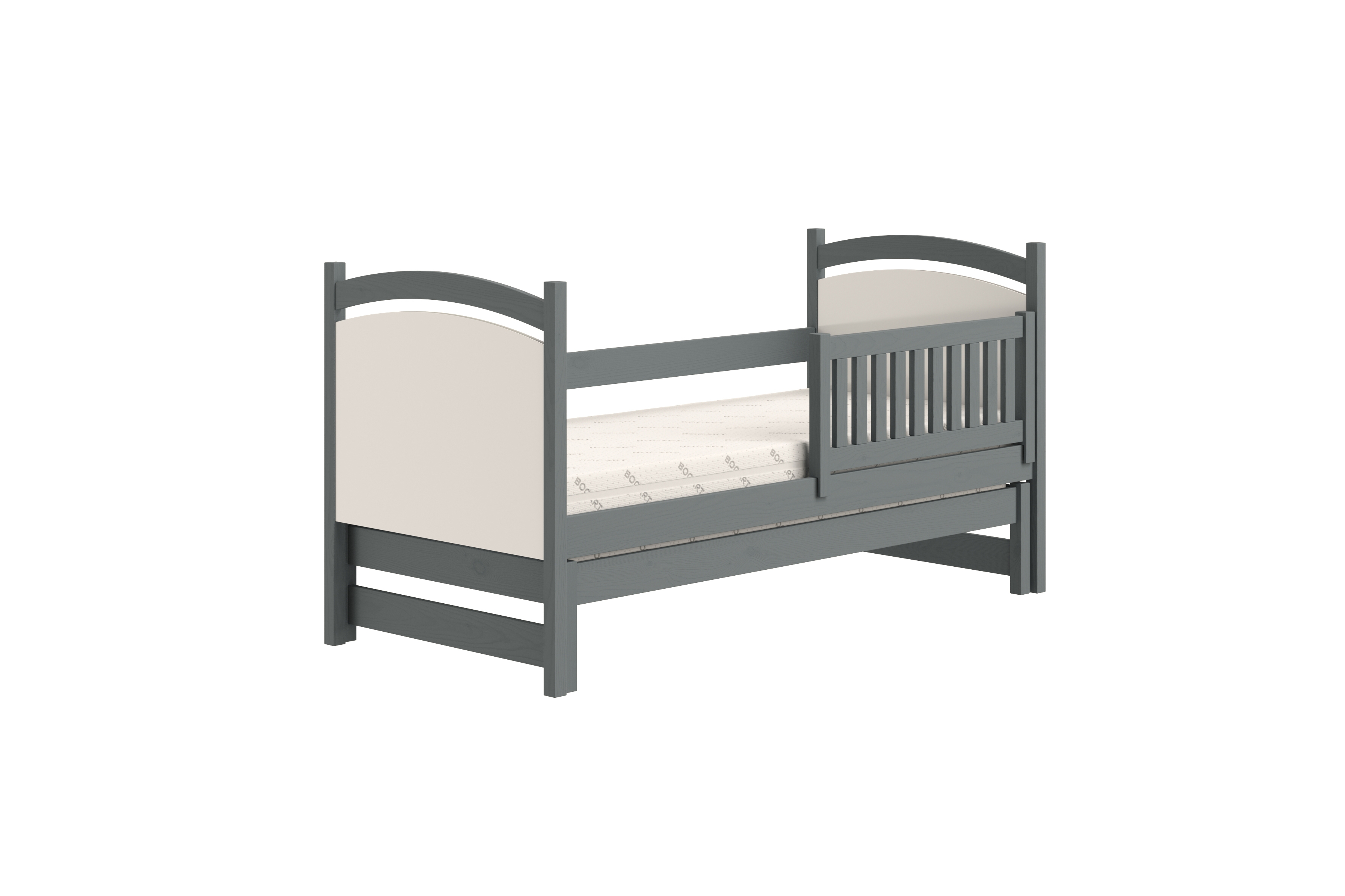 Posteľ s prístelkou s tabuľou Amely - grafit, 90x180 Posteľ prízemná Amely 90x180 výsuvna z tablica suchoscieralna - grafit