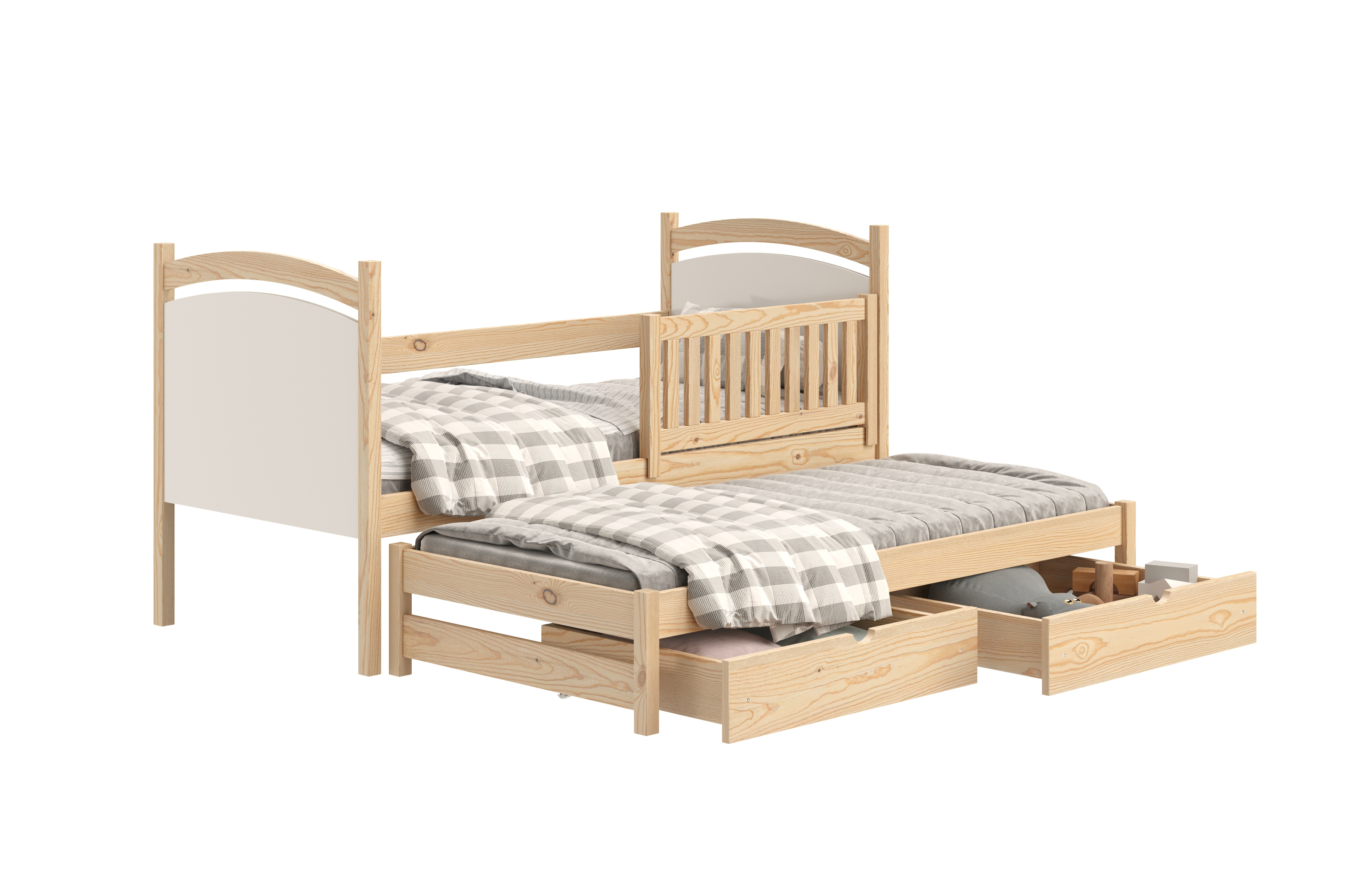 Posteľ s prístelkou s tabuľou Amely - borovica, 90x180 Posteľ prízemná Amely 90x180 výsuvna z tablica suchoscieralna - Borovica