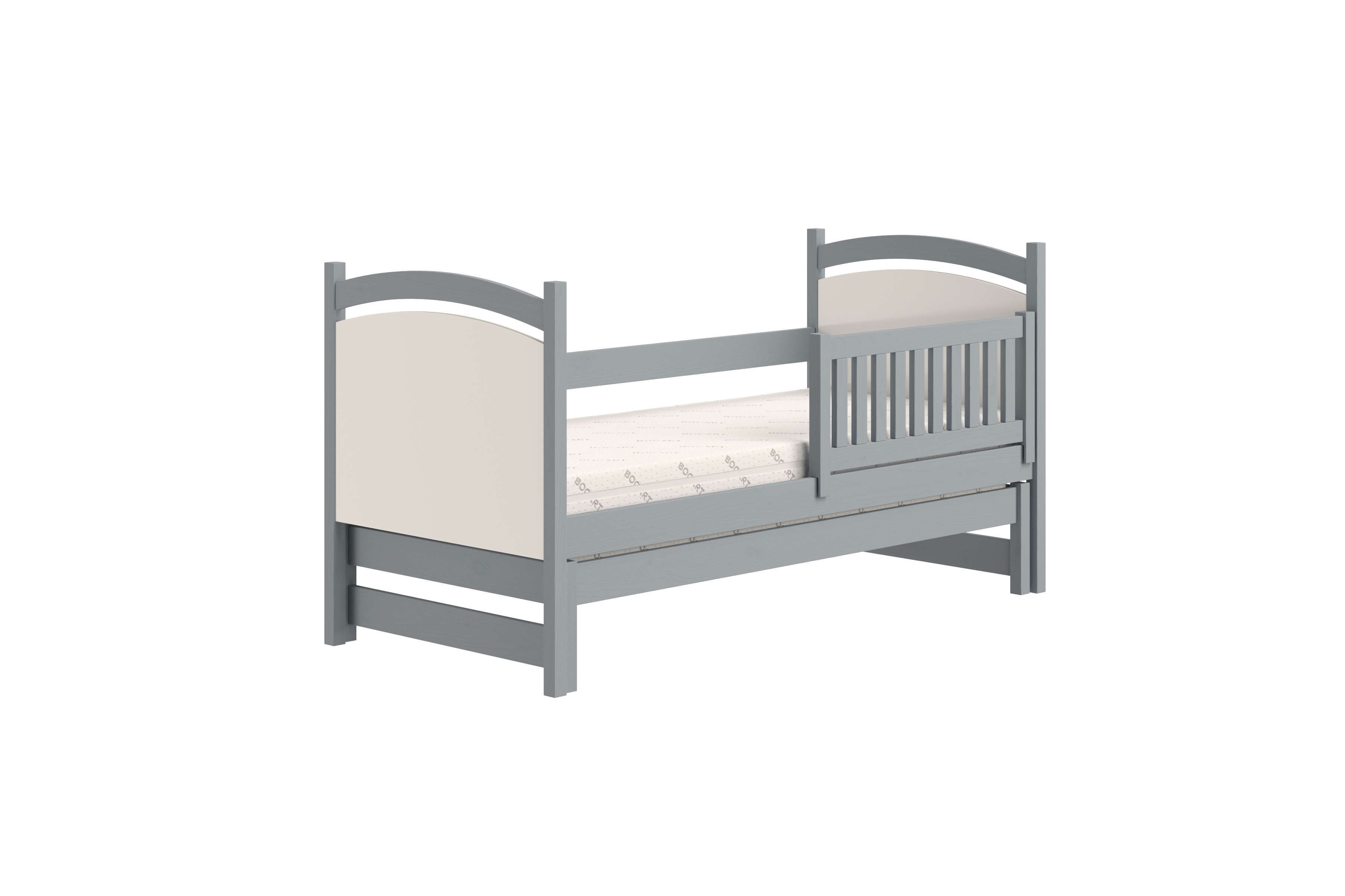 Dětská přízemní výsuvná postel Amely s tabulí na fixy 90x180 cm - šedá Postel přízemní Amely 90x180 výsuvná z tablica suchoscieralna - šedá