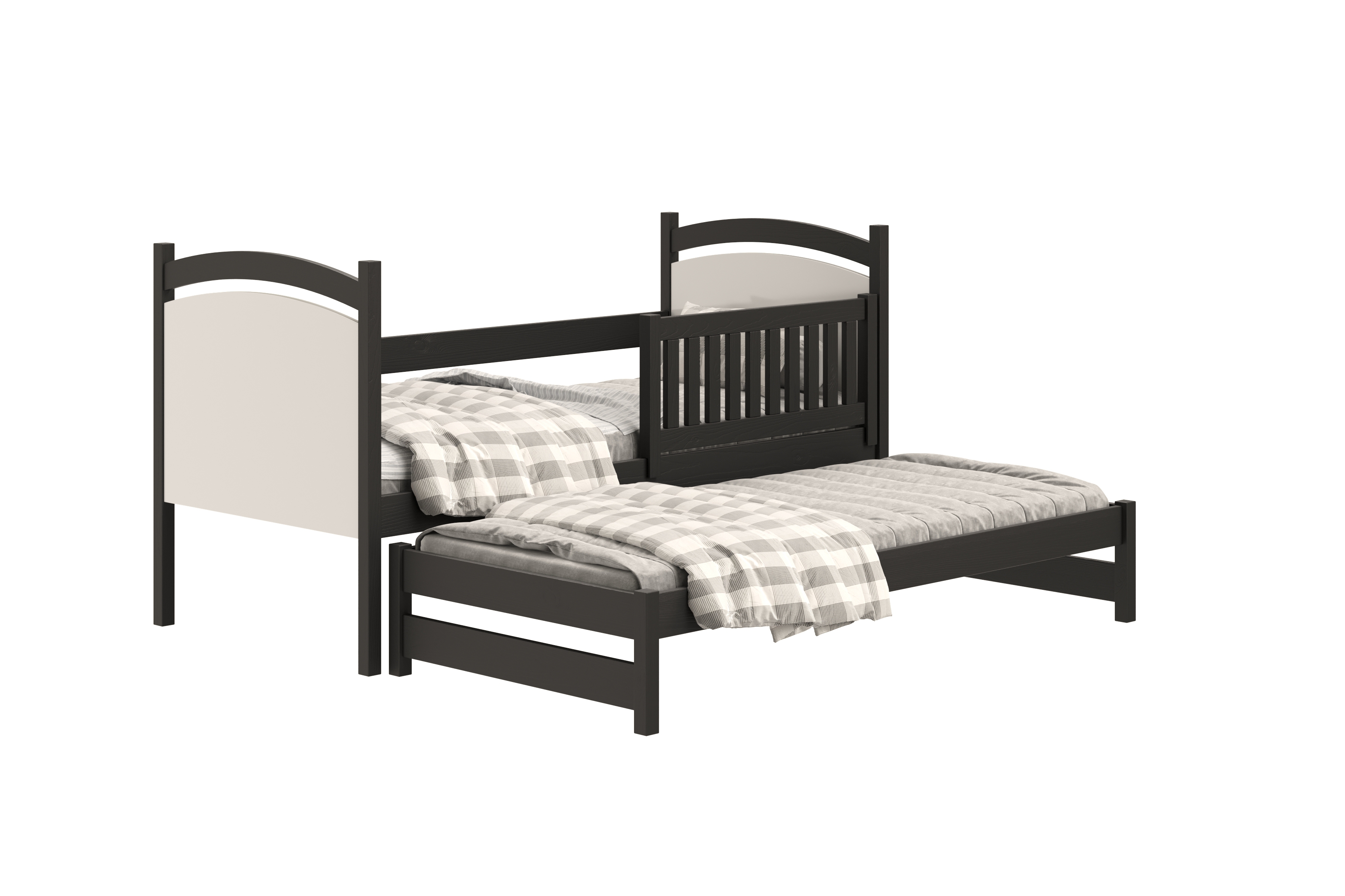 Posteľ Amely s prístelkou a tabuľou stierateľnou za sucha - 90x190 cm - čierna Posteľ prízemná Amely 90x190 výsuvna z tablica suchoscieralna - Čierny