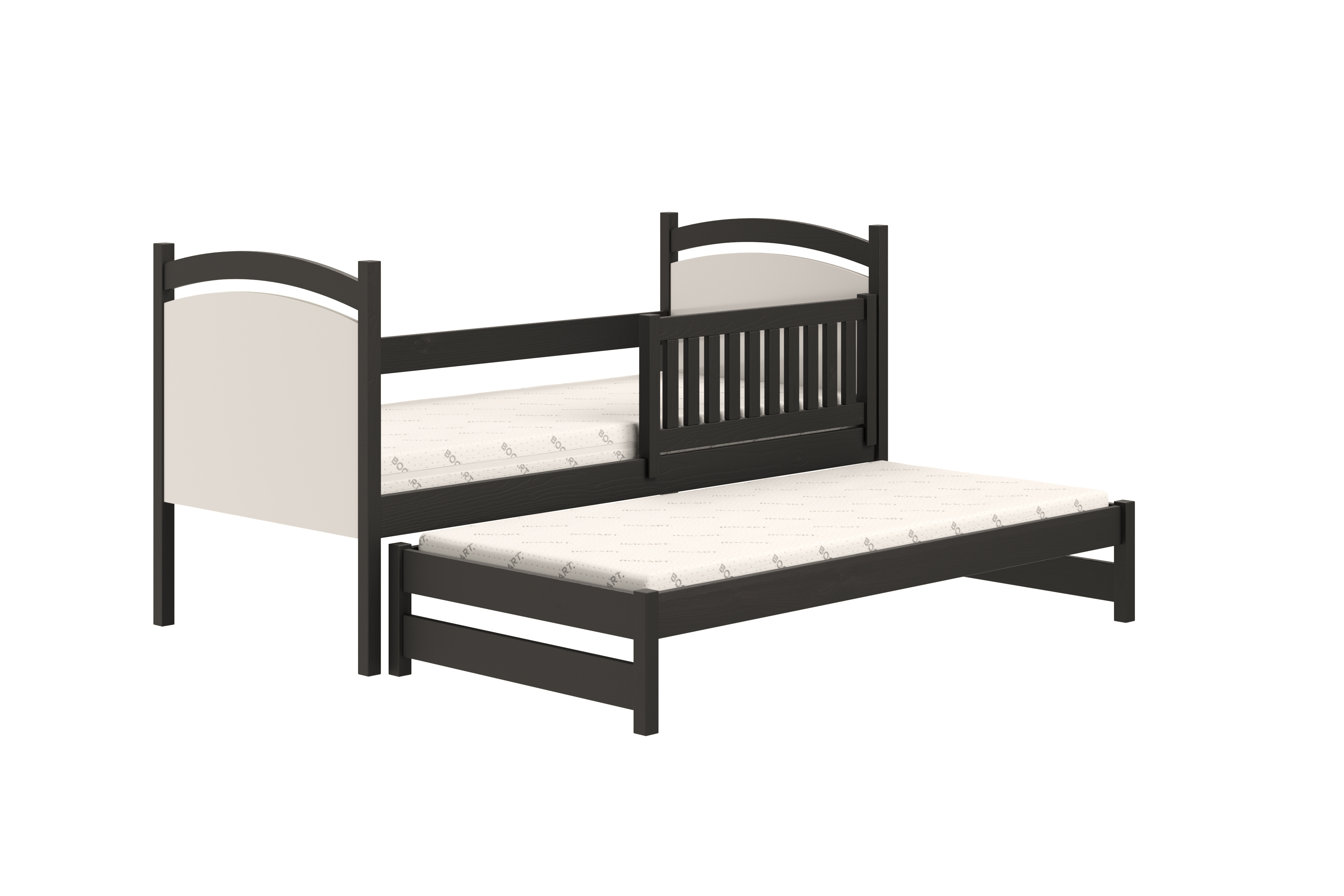 Posteľ Amely s prístelkou a tabuľou stierateľnou za sucha - 90x190 cm - čierna Posteľ prízemná Amely 90x190 výsuvna z tablica suchoscieralna - Čierny