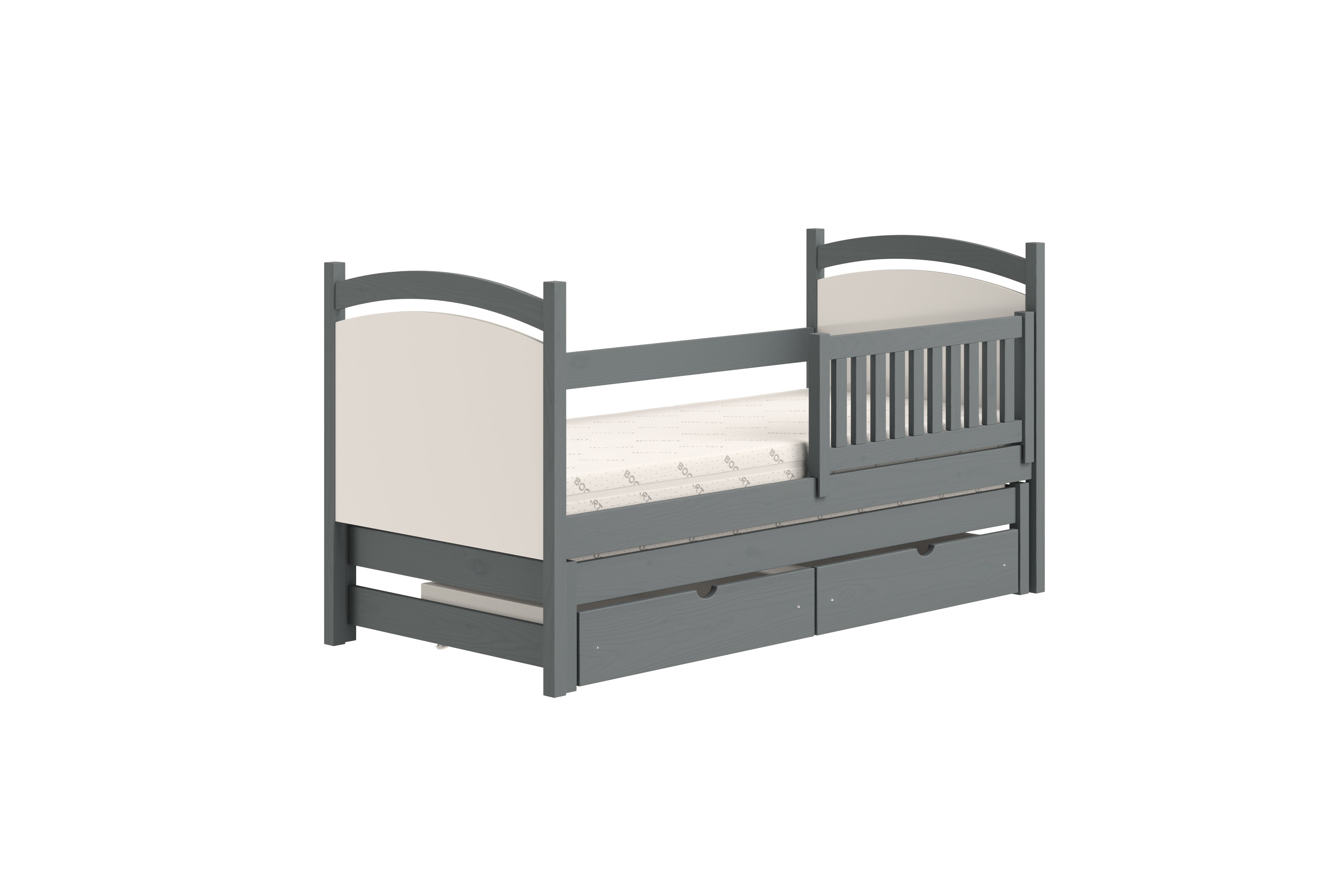 Posteľ Amely s prístelkou a tabuľou stierateľnou za sucha - 90x200 - grafitová Posteľ prízemná Amely 90x200 výsuvna z tablica suchoscieralna - grafit