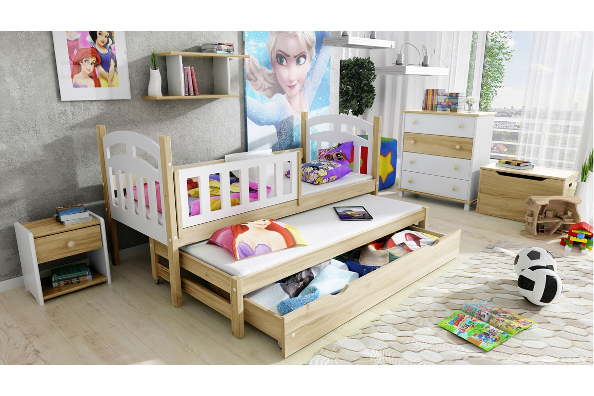 Vysúvacia jednoposchodovú posteľ Nati pre dve osoby jasne Posteľ prízemná