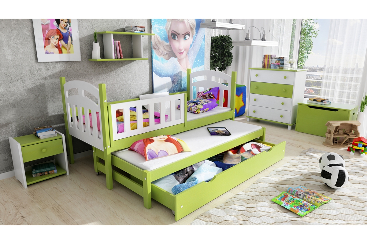 Vysúvacia jednoposchodovú posteľ Nati pre dve osoby Posteľ detská so zábradlím 