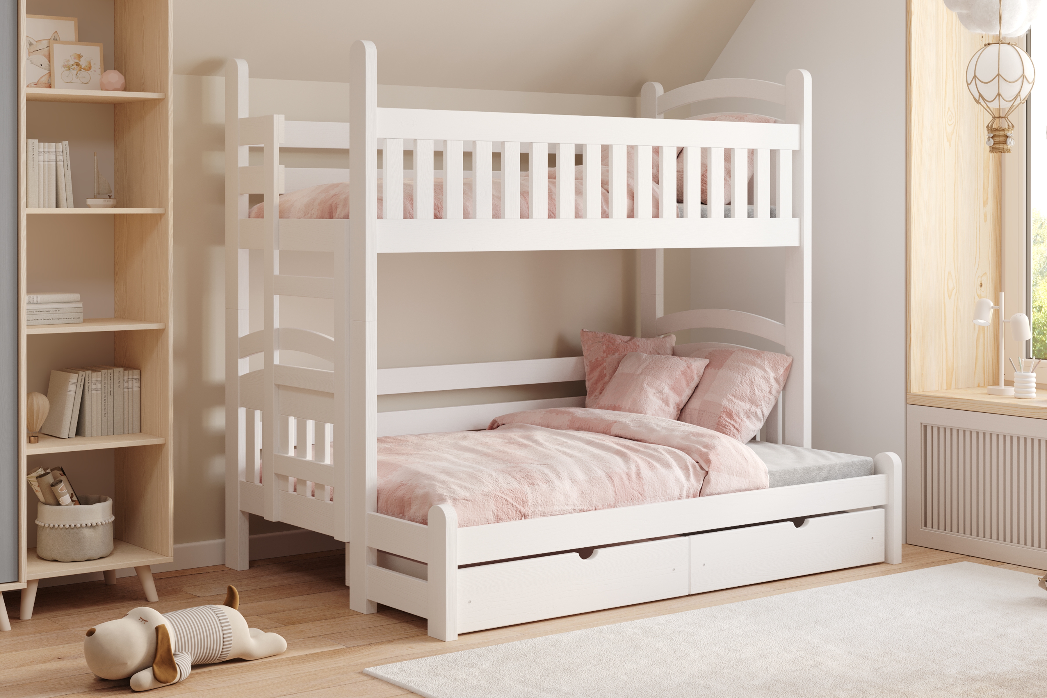 Poschodová posteľ Amely Maxi ľavá - 80x200/120x200 cm - biela Posteľ poschodová Amely Maxi 80x200/120x200 ľavá strana - Biely