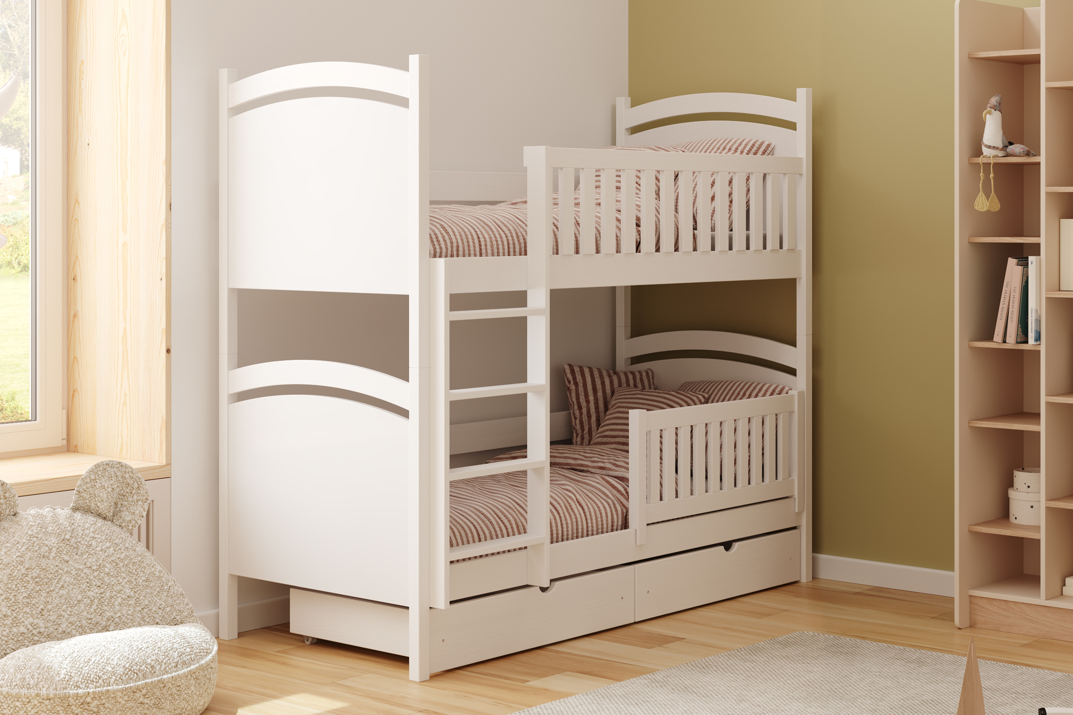 Patrová postel Amely s tabulí na fixy 80x200 cm - bílá Postel patrová  Amely z tablica suchoscieralna - bílá, 80x200