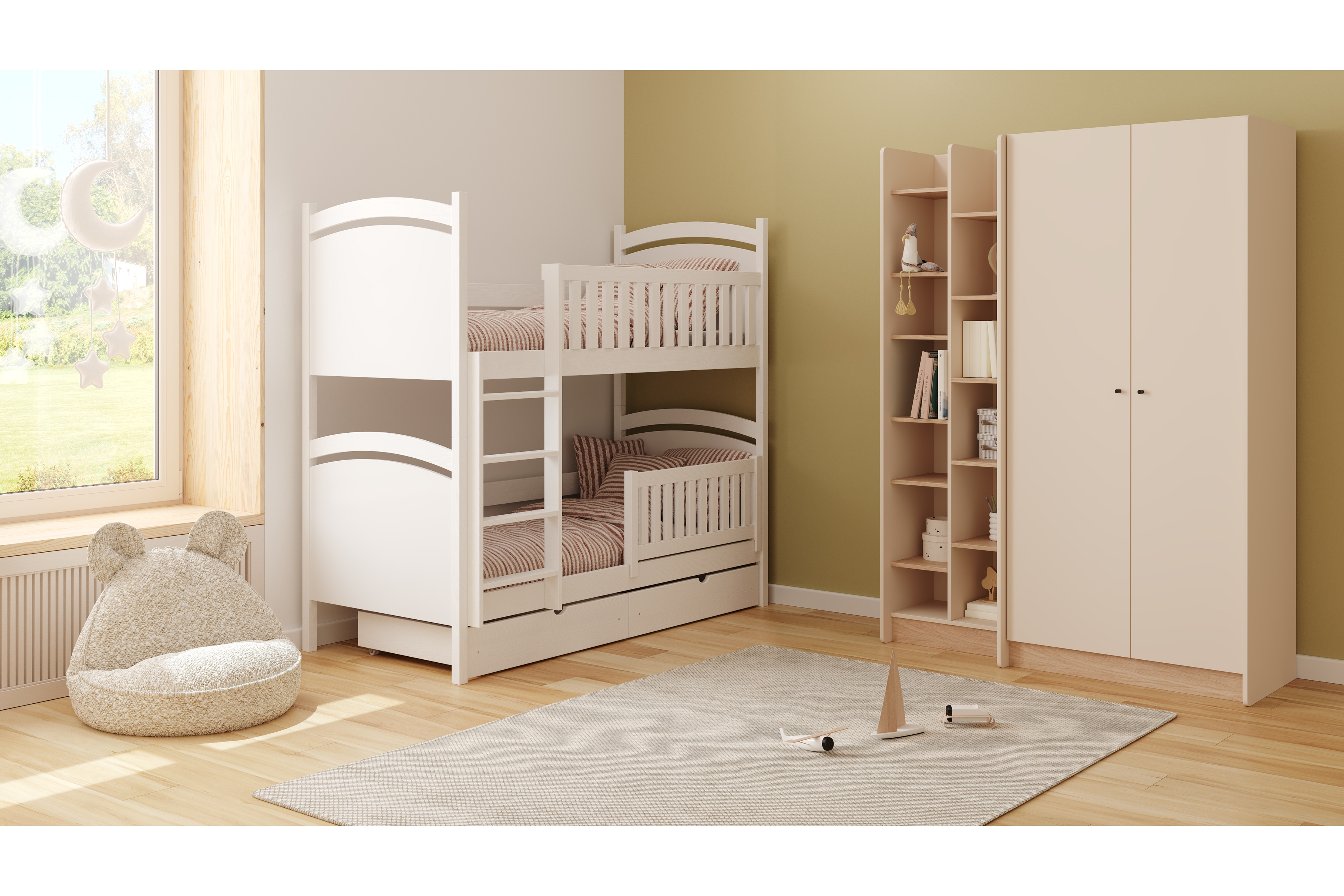 Patrová postel Amely s tabulí na fixy 80x200 cm - bílá Postel patrová  Amely z tablica suchoscieralna - bílá, 80x200