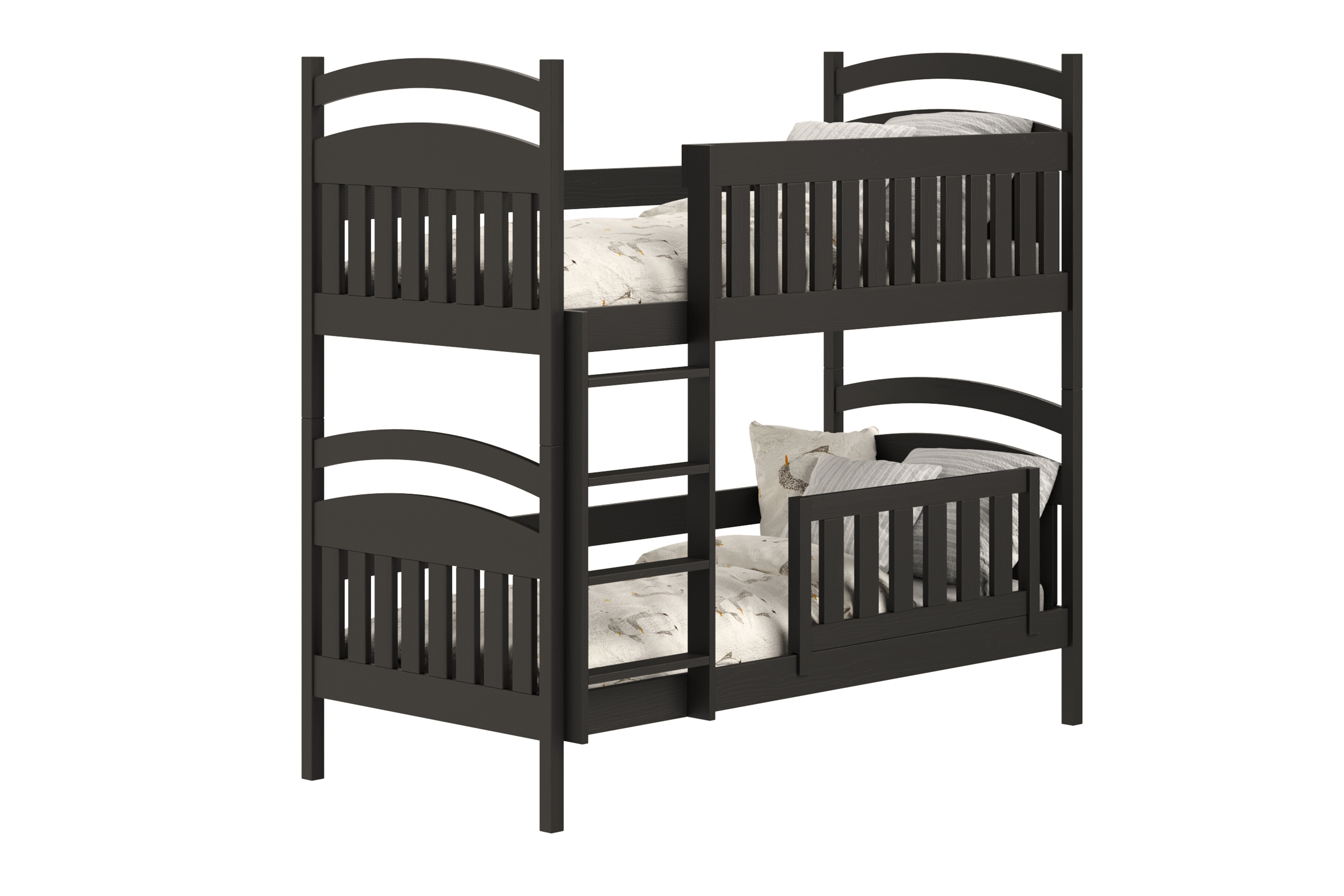 Dřevěná patrová postel Amely 90x190 - černá Postel patrová  dřevěná Amely se zásuvkami - 90x190 / černá 