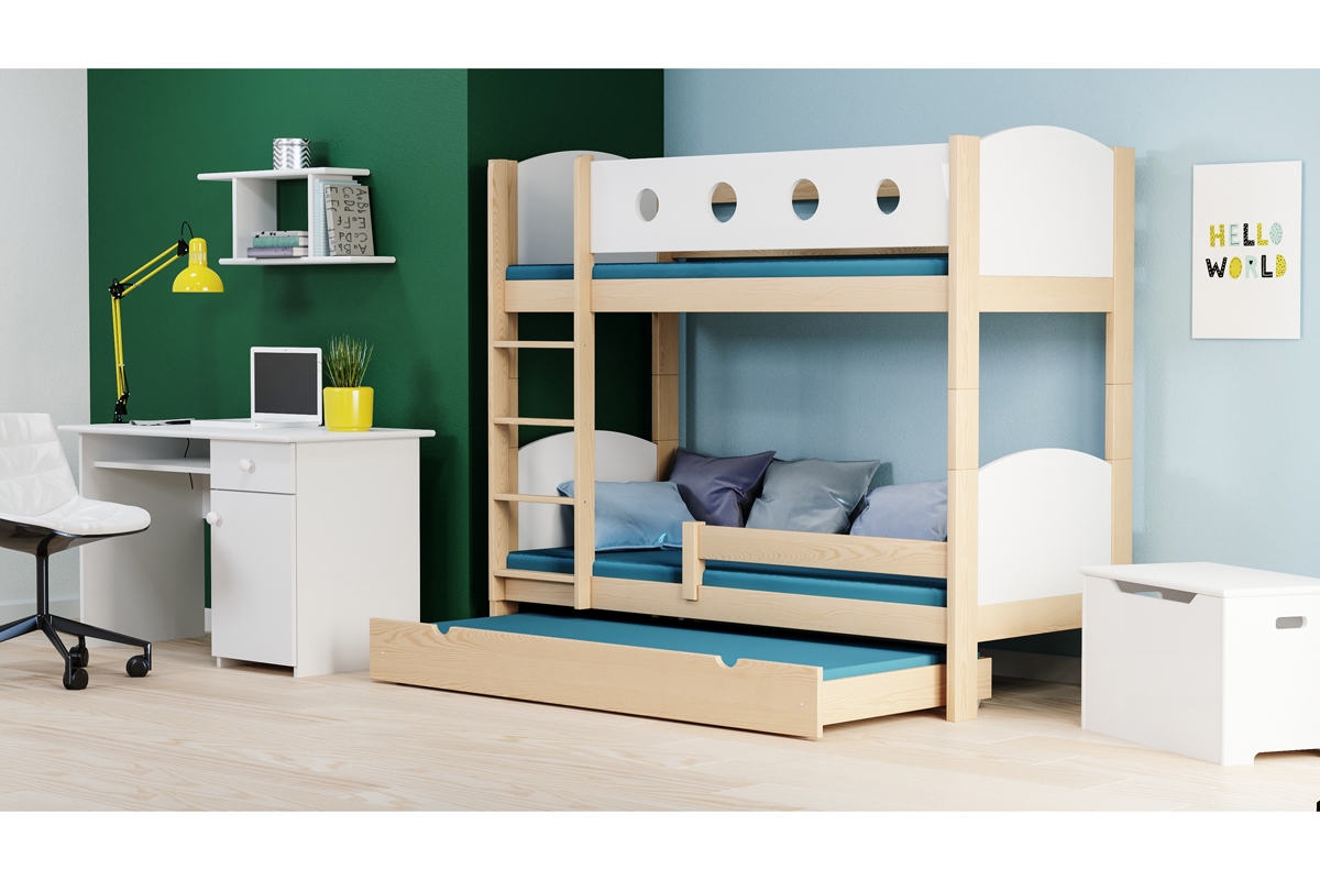 Poschodová drevená posteľ Feliks II 3 os. noowczesna Posteľ drevená