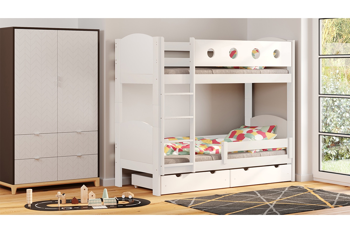 Dřevěná patrová postel Feliks II biale postel patrová 