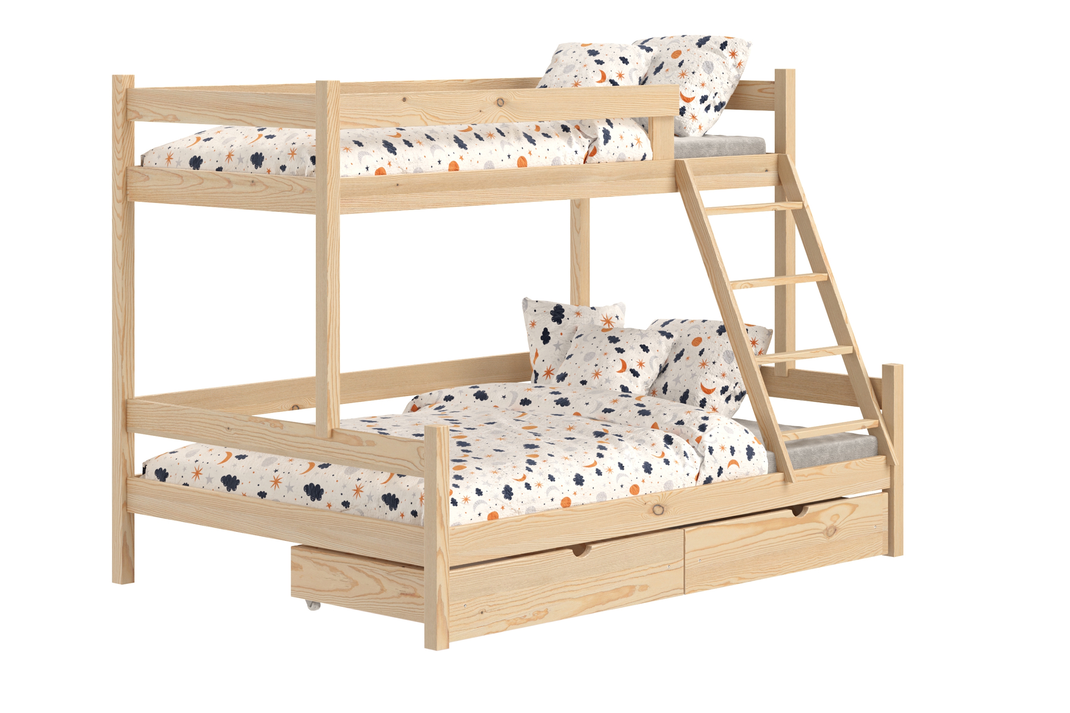 Poschodová posteľ Poli so zásuvkami - borovica, 80x180 Posteľ poschodová drevená Poli so zásuvkami - 80x180/120x180 / Borovica