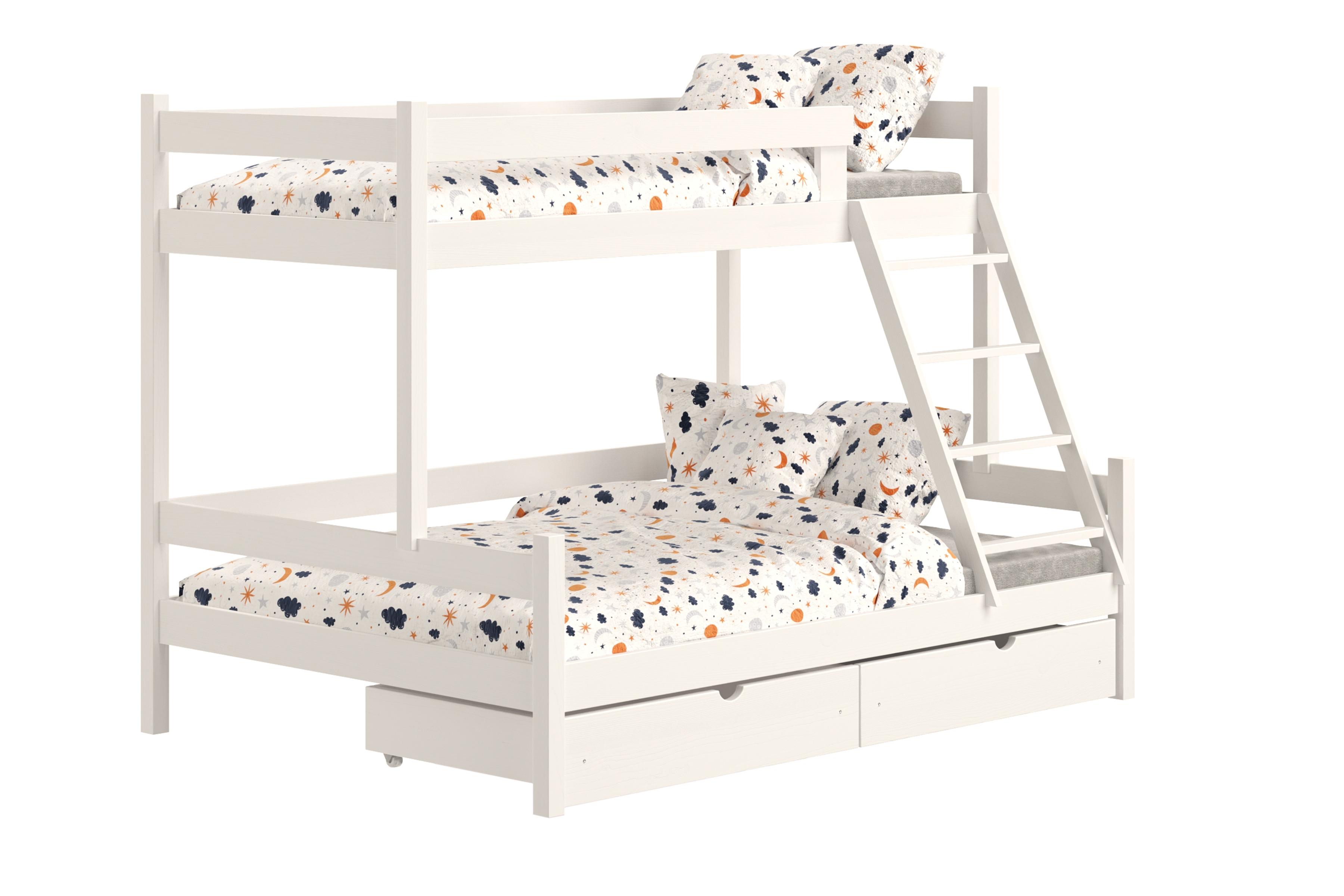 Patrová postel Poli 80x190 cm se zásuvkami - bílá Postel patrová  dřevěná Poli se zásuvkami - 80x190/120x190 / bílá