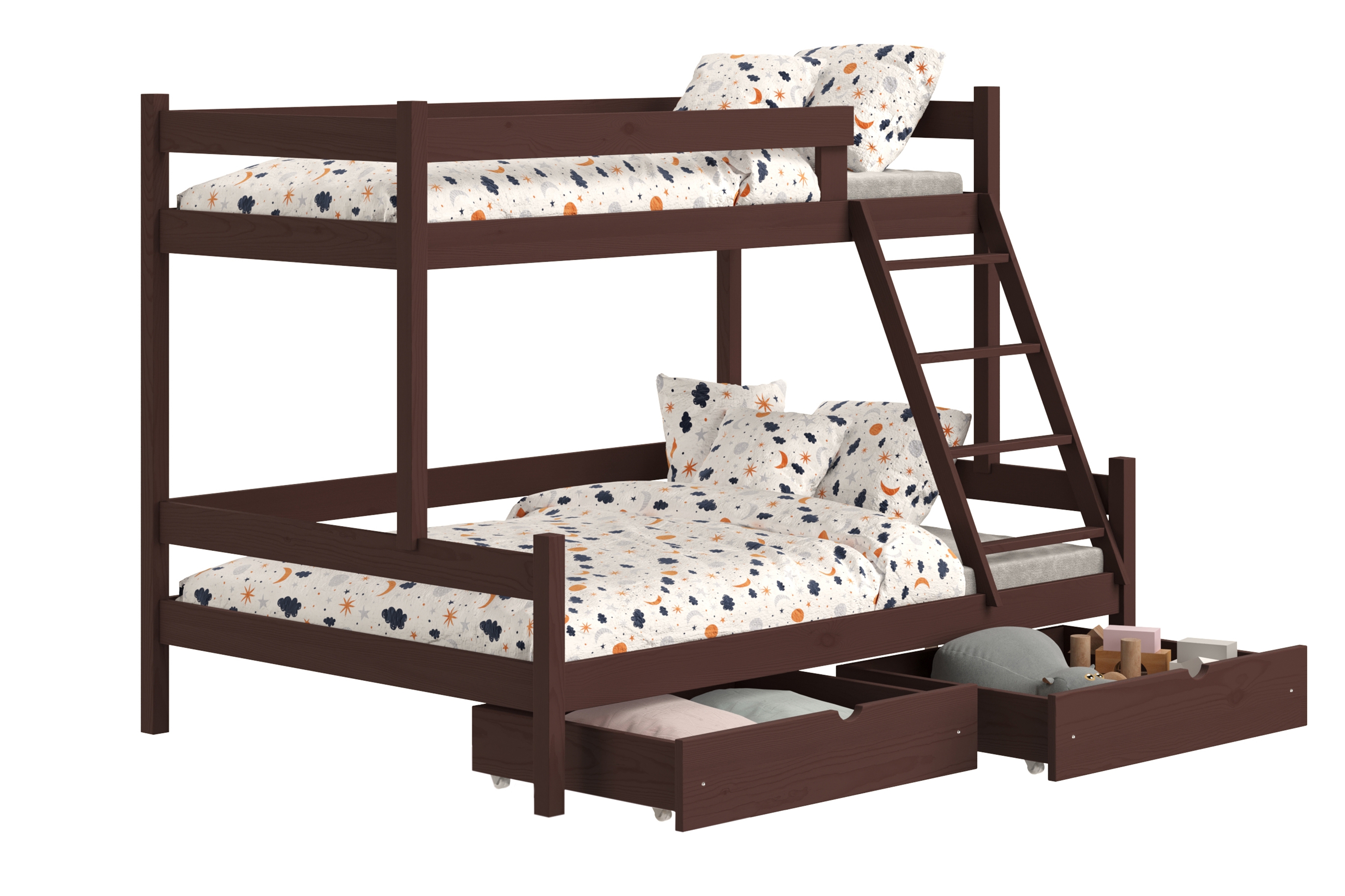 Patrová postel Poli 80x200 cm se zásuvkami - hnědá Postel patrová  dřevěná Poli se zásuvkami - 80x200/120x200 / hnědá