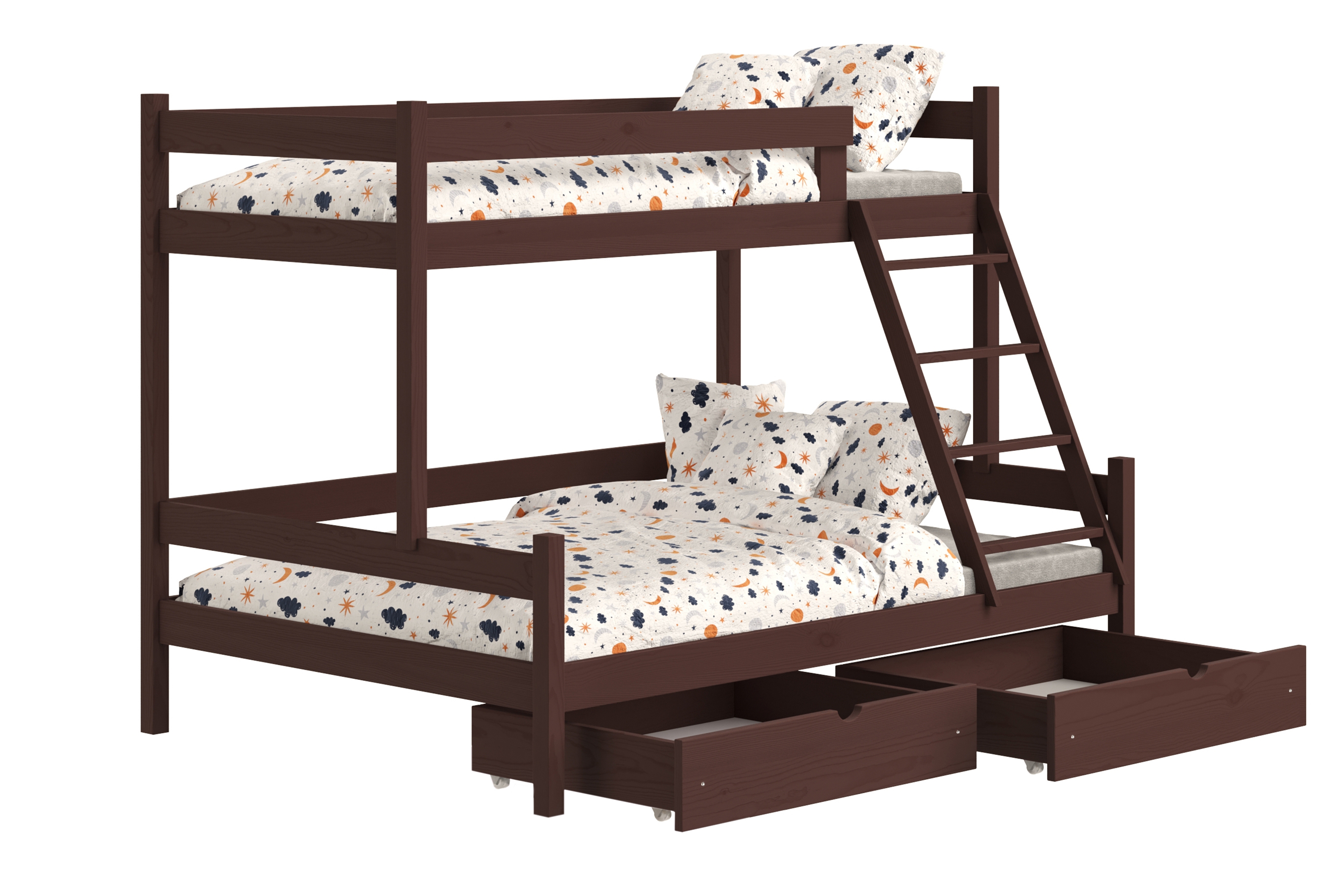 Patrová postel Poli 80x200 cm se zásuvkami - hnědá Postel patrová  dřevěná Poli se zásuvkami - 80x200/120x200 / hnědá